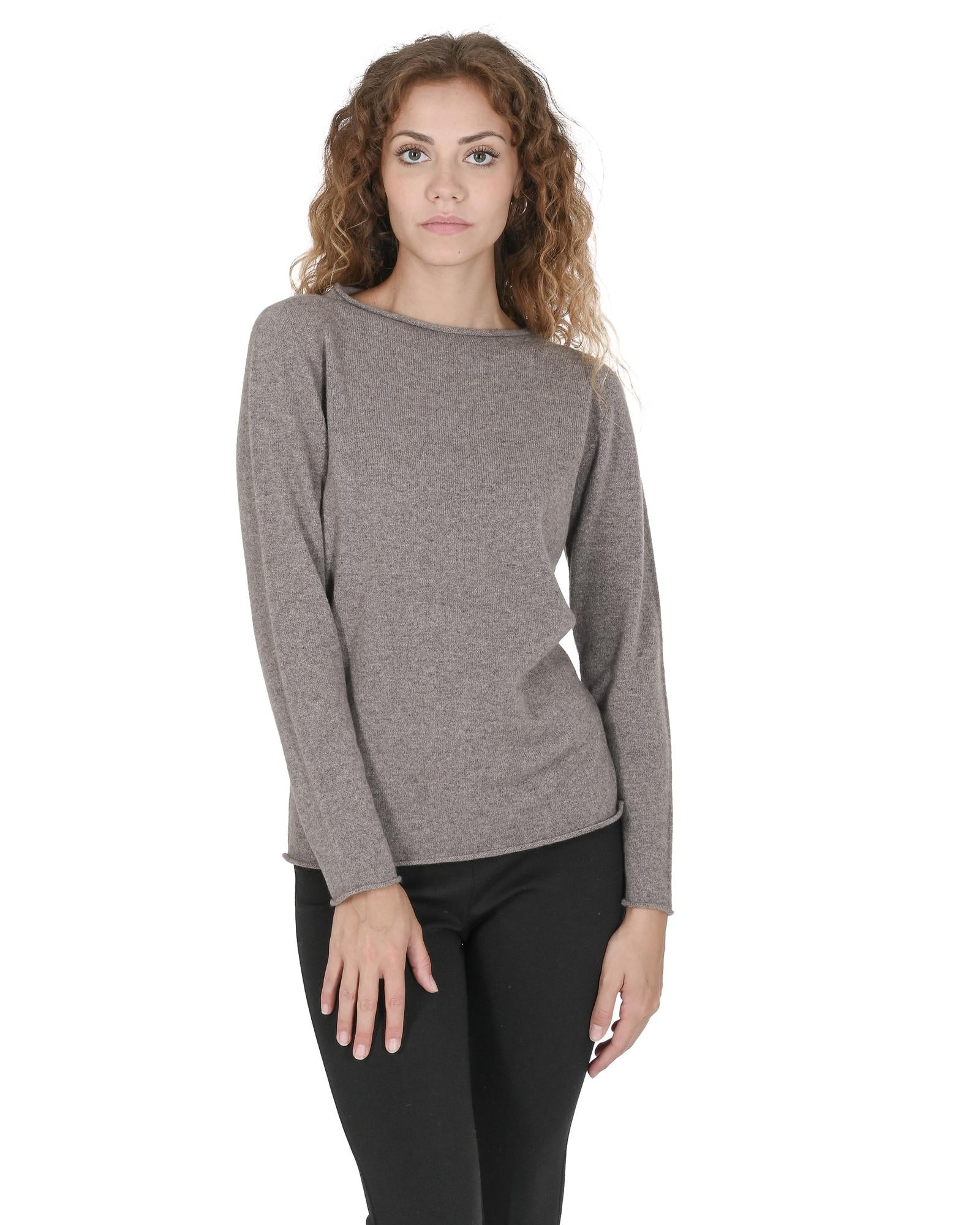 Crown of Edinburgh Cashmere Women's Cashmere Boatneck Sweater in Taupe - S Main image