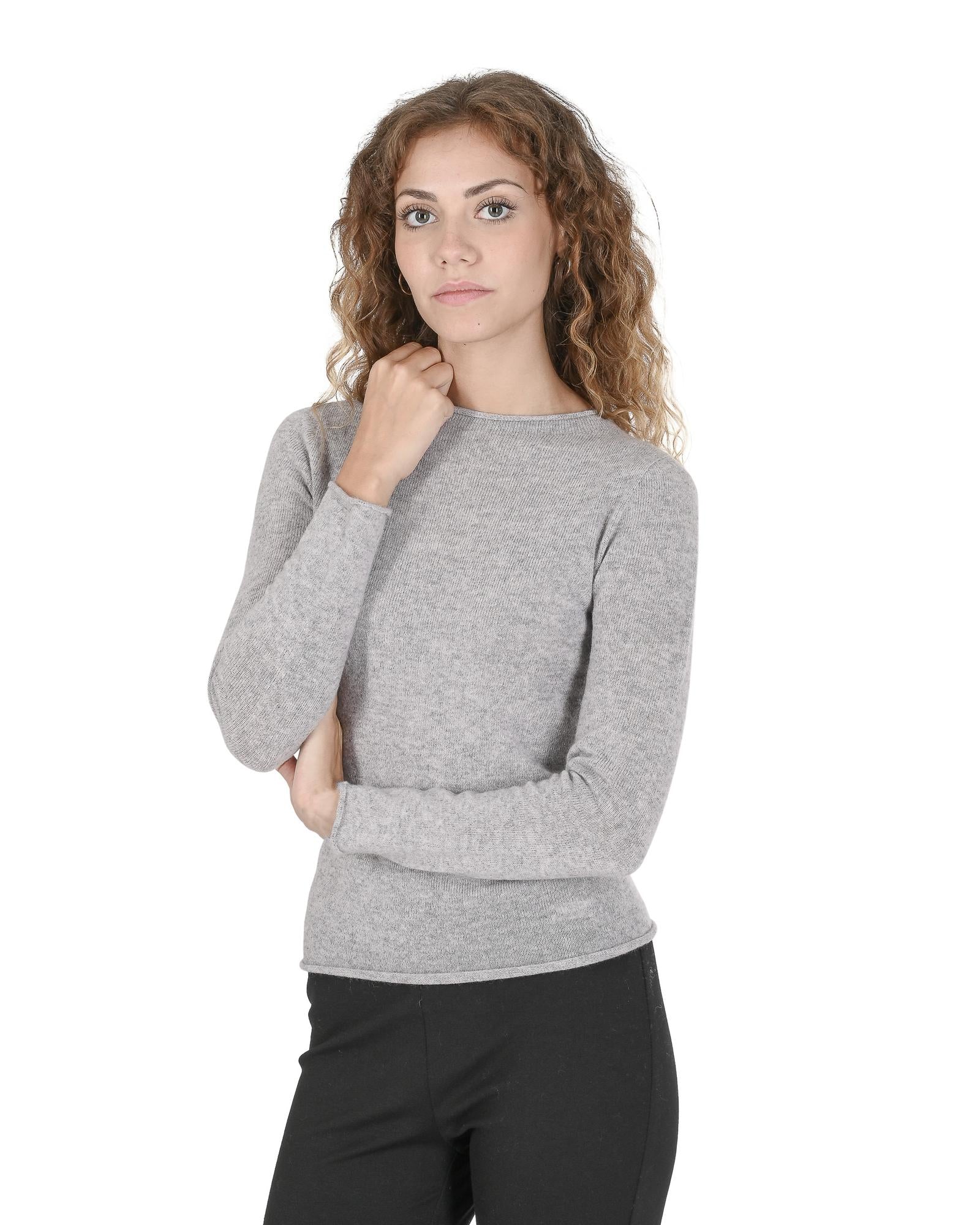 Crown of Edinburgh Cashmere Women's Premium Italian Cashmere Boatneck Sweater in Grigio Cenere - XS Secondary image