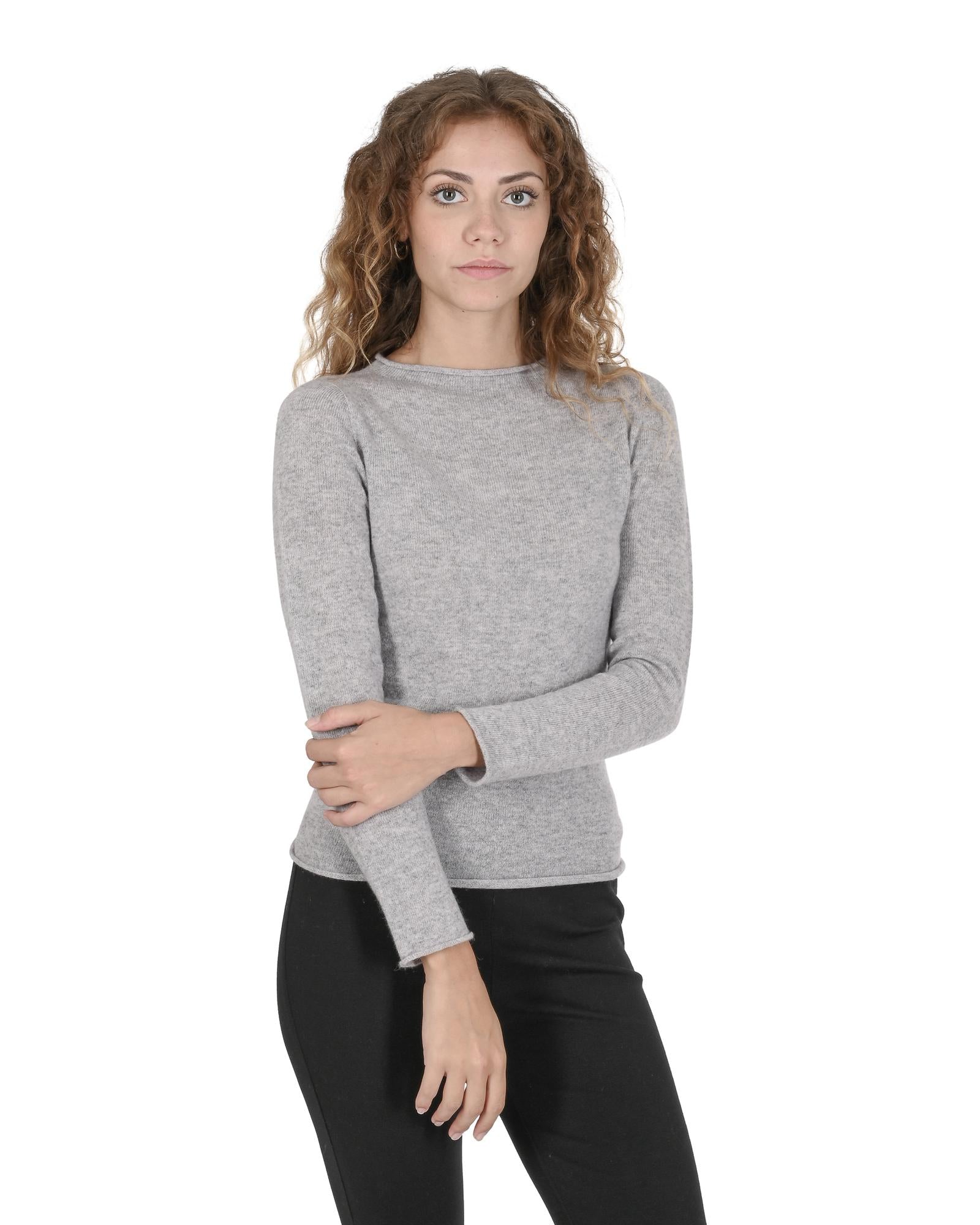 Crown of Edinburgh Cashmere Women's Premium Italian Cashmere Boatneck Sweater in Grigio Cenere - M Main image