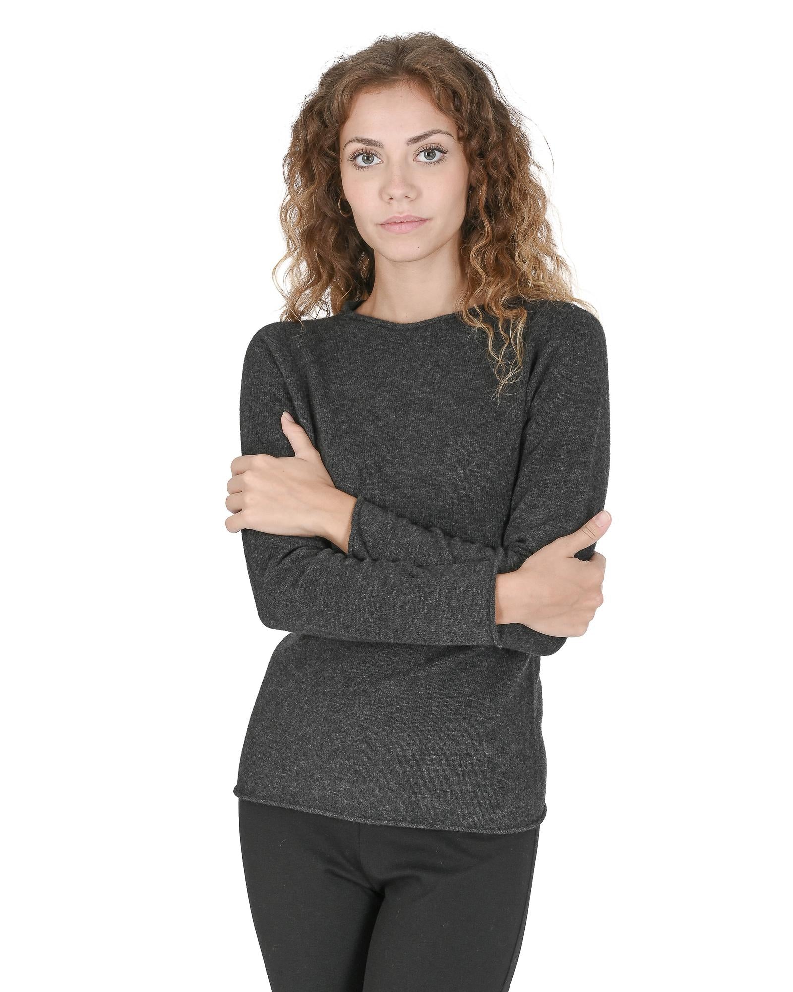 Crown of Edinburgh Cashmere Women's Premium Cashmere Boatneck Sweater in Grigio Ferro - L Main image