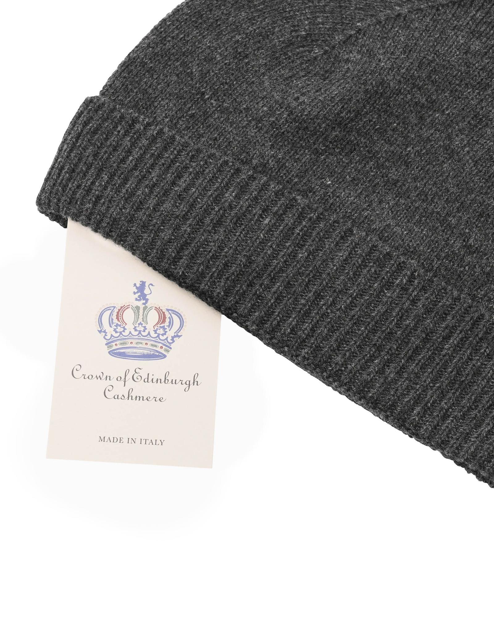 Crown of Edinburgh Cashmere Women's Cashmere Womens Classic Beanie in Steel - One Size Secondary image