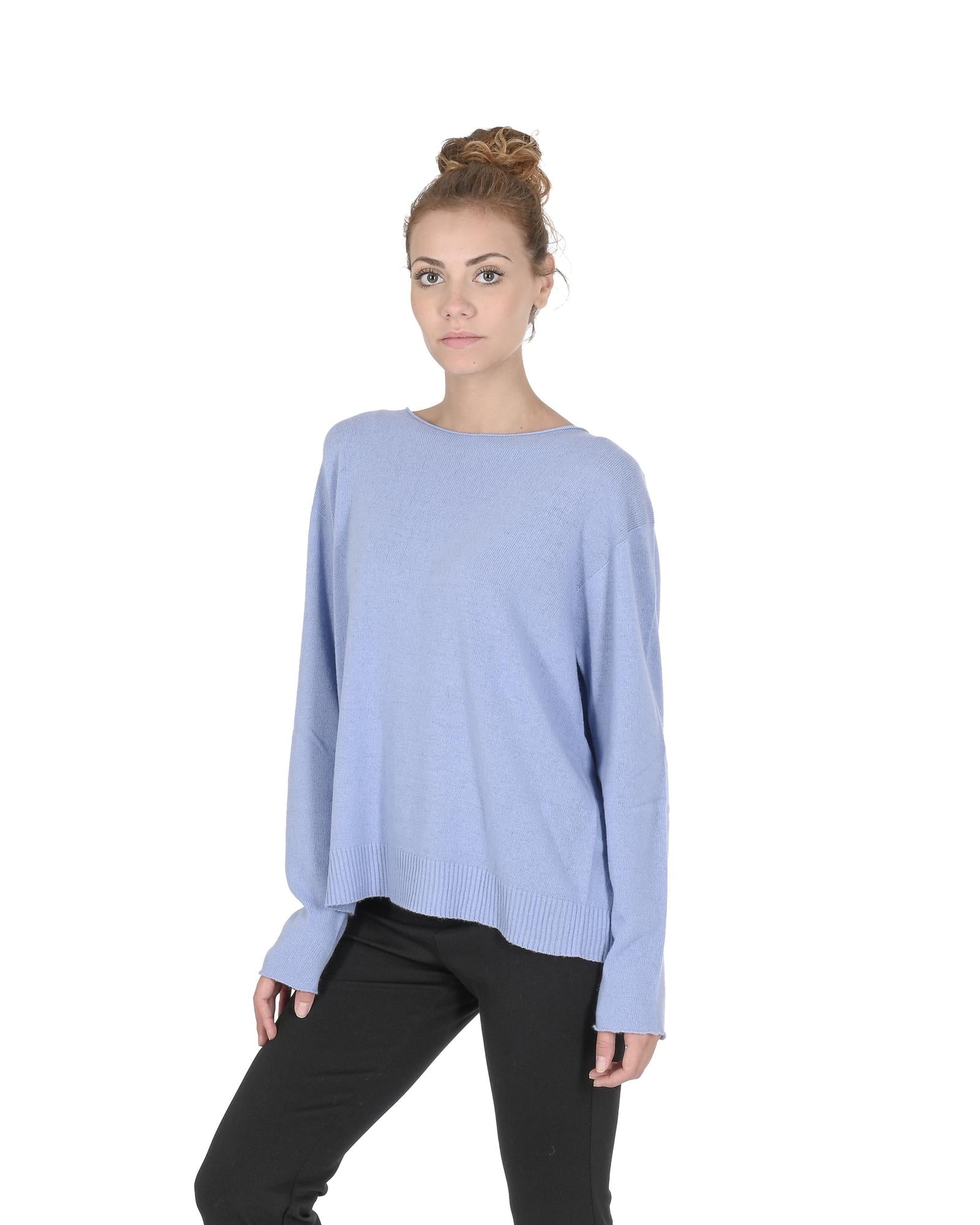 Crown of Edinburgh Cashmere Women's Cashmere Boatneck Sweater in Sky blue - XL Main image