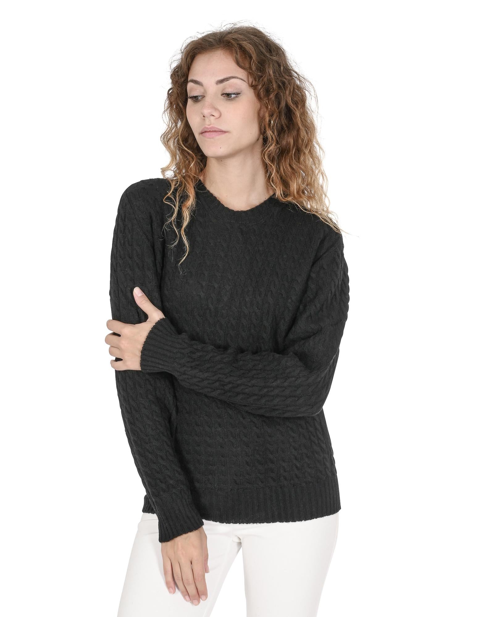 Crown of Edinburgh Cashmere Women's Luxury Italian Cashmere and Merino Wool Sweater in Black - 42 EU Secondary image