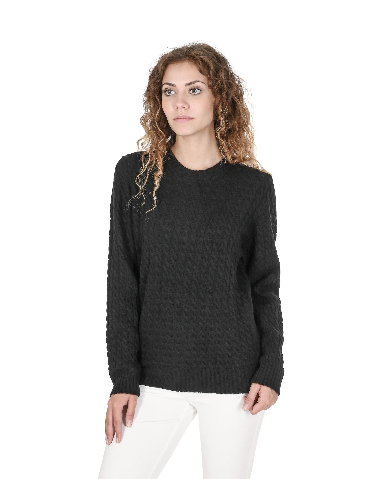 Crown of Edinburgh Cashmere Women's Luxury Italian Cashmere and Merino Wool Sweater in Black - 46 EU Main image