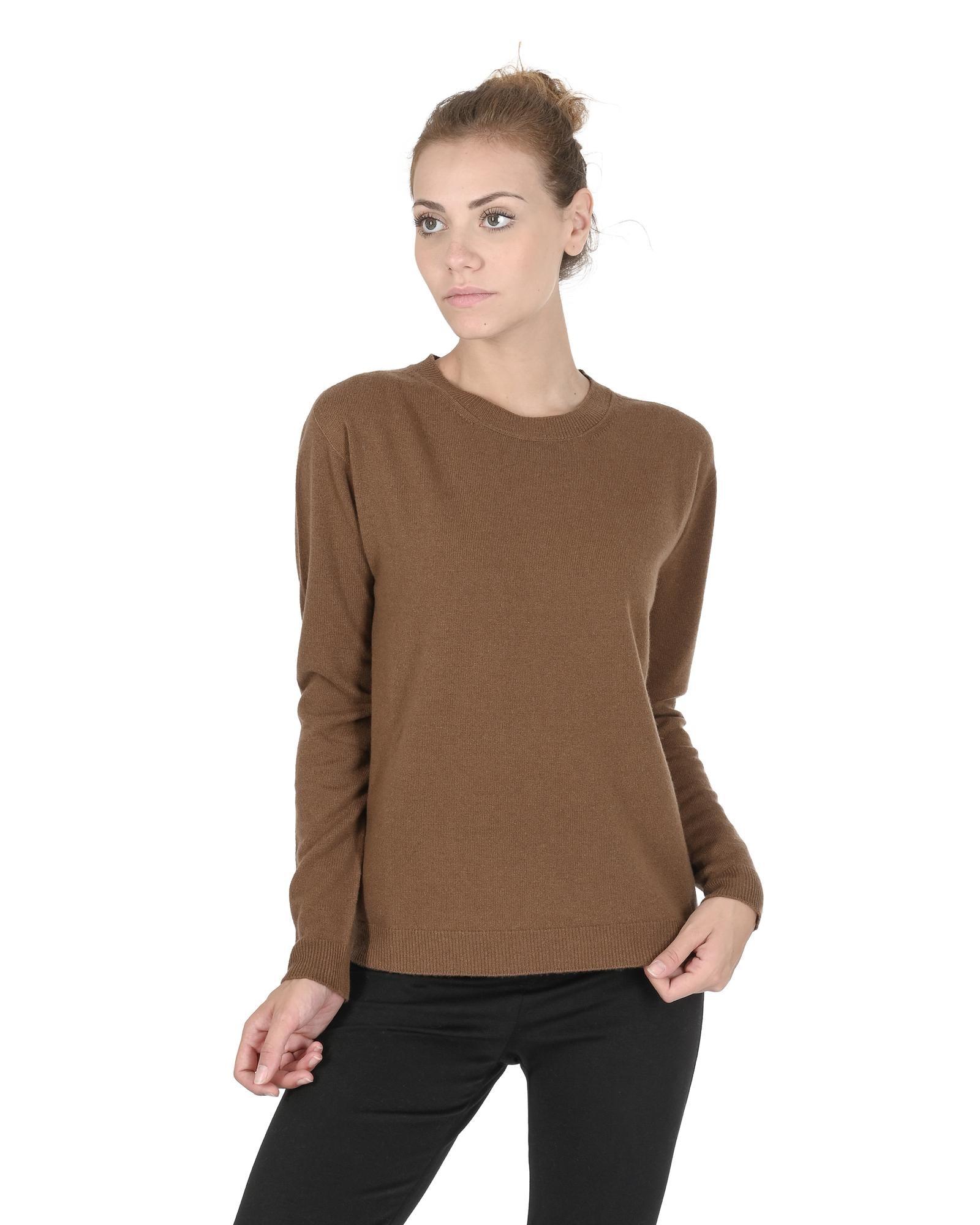 Crown of Edinburgh Cashmere Women's Round Neck Cashmere Sweater in Light brown - 44 EU Main image