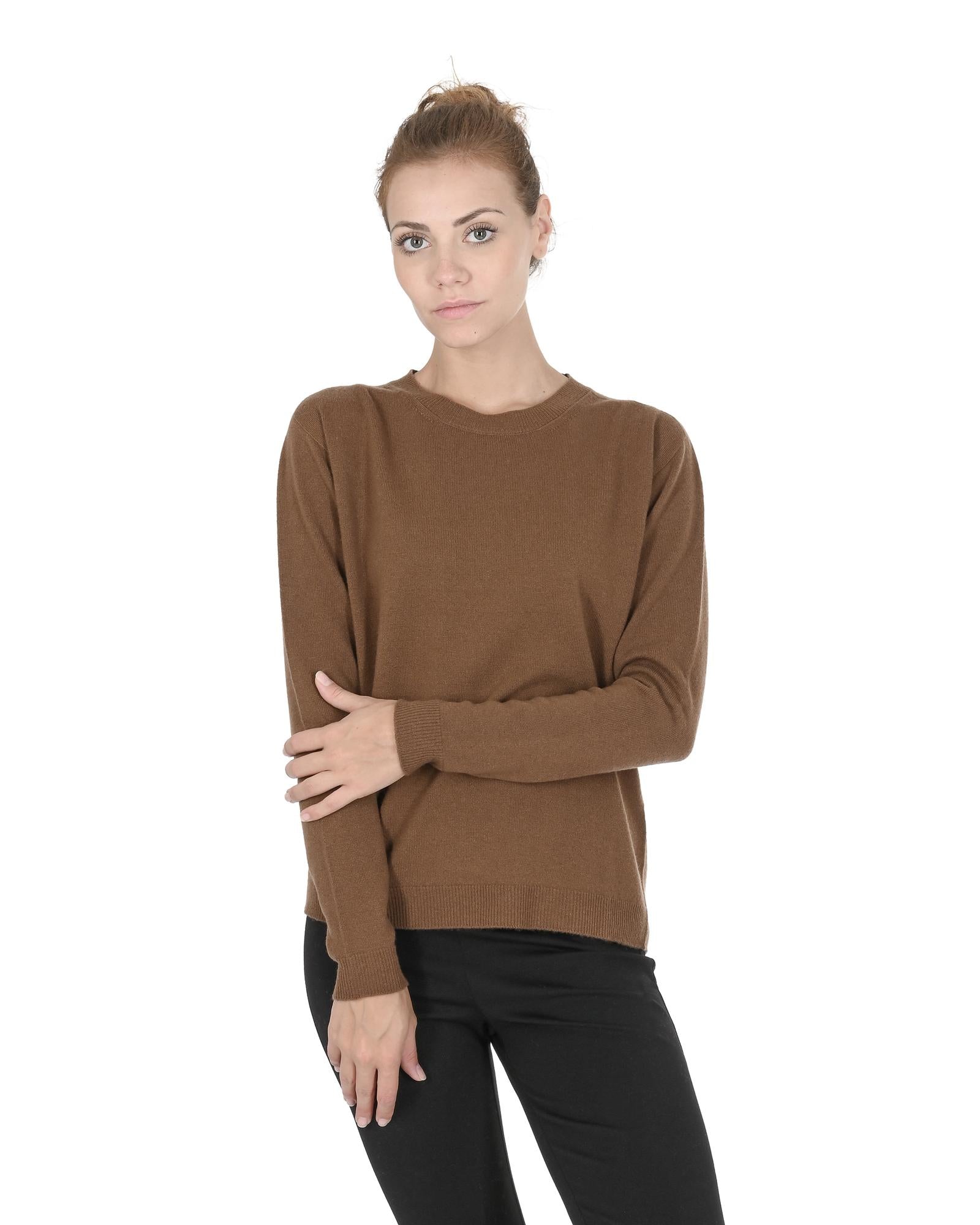 Crown of Edinburgh Cashmere Women's Round Neck Cashmere Sweater in Light brown - 44 EU Secondary image