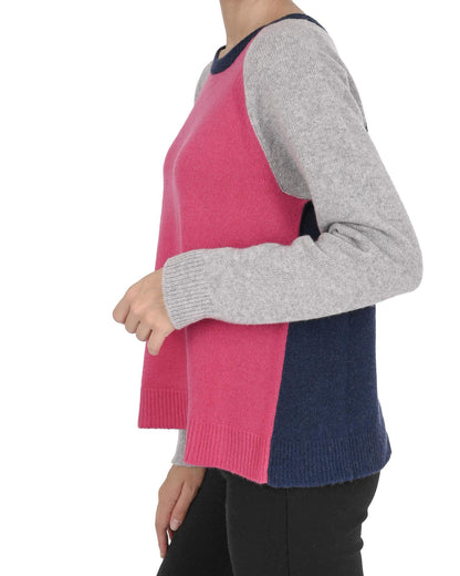 Crown of Edinburgh Cashmere Women's Round Neck Cashmere Sweater in Multicolor - 44 EU