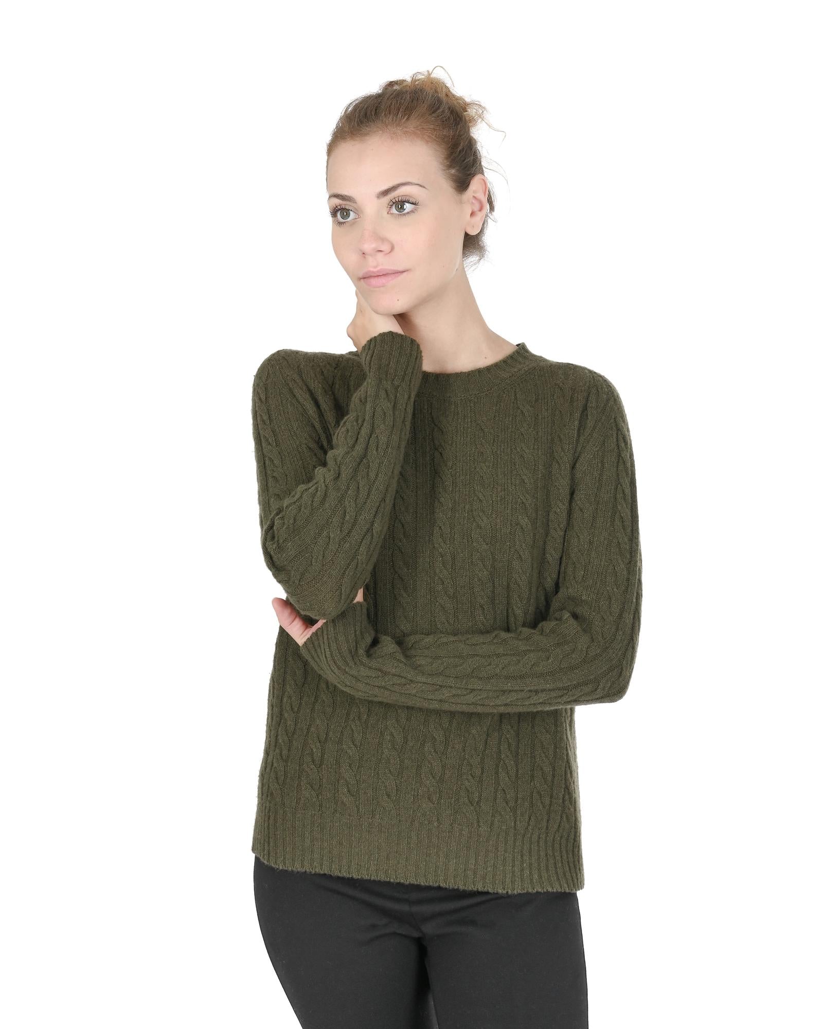 Crown of Edinburgh Cashmere Women's Cashmere Womens Round Neck Sweater in Khaki - 40 EU Secondary image