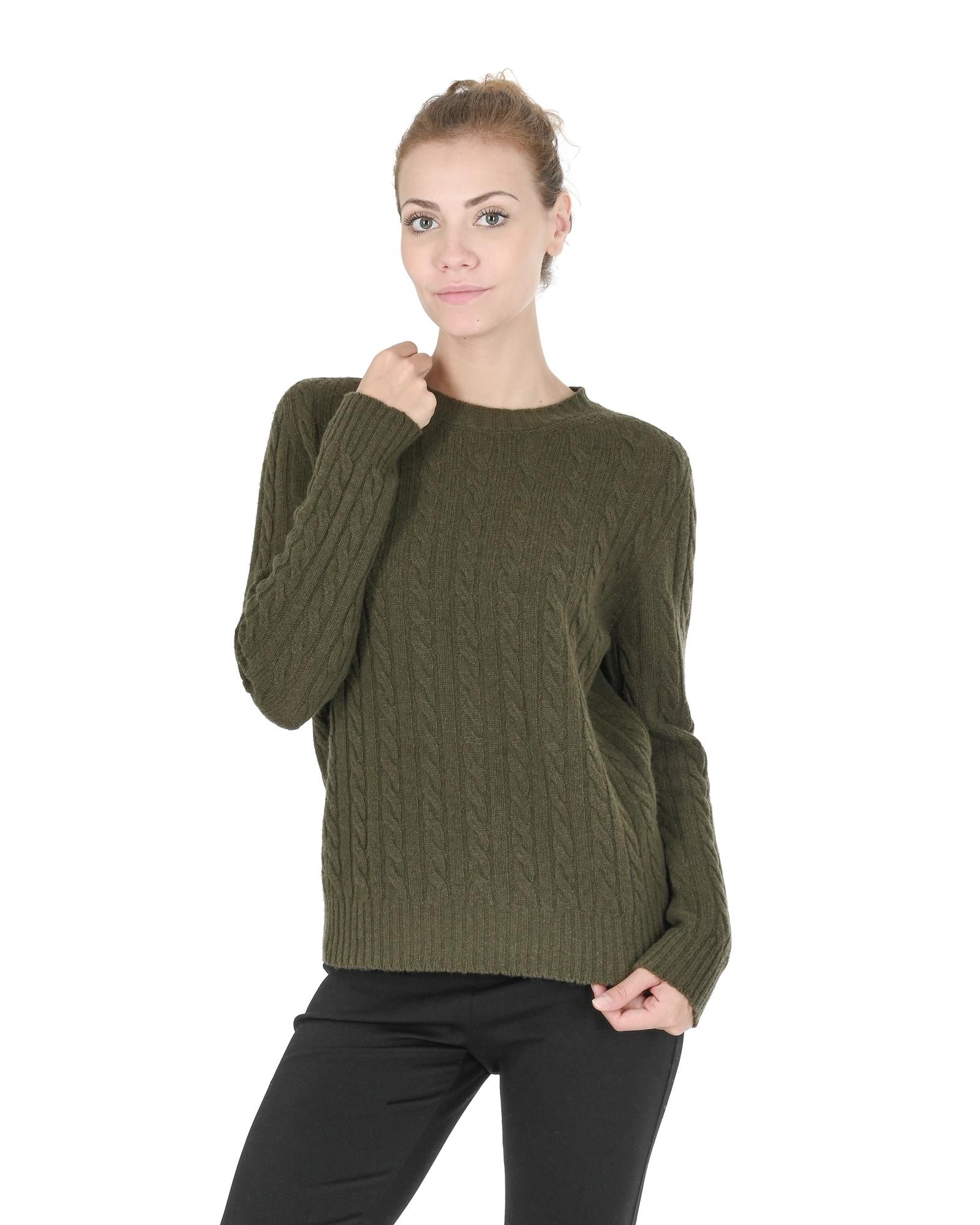 Crown of Edinburgh Cashmere Women's Cashmere Womens Round Neck Sweater in Khaki - 38 EU Main image