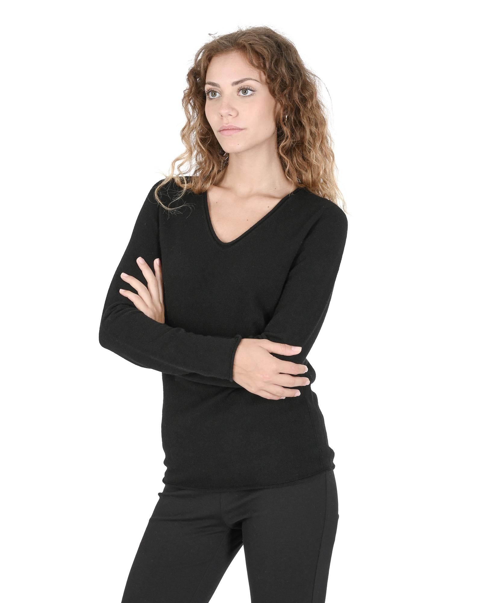 Premium Italian Cashmere V-Neck Sweater - 42 EU Main image
