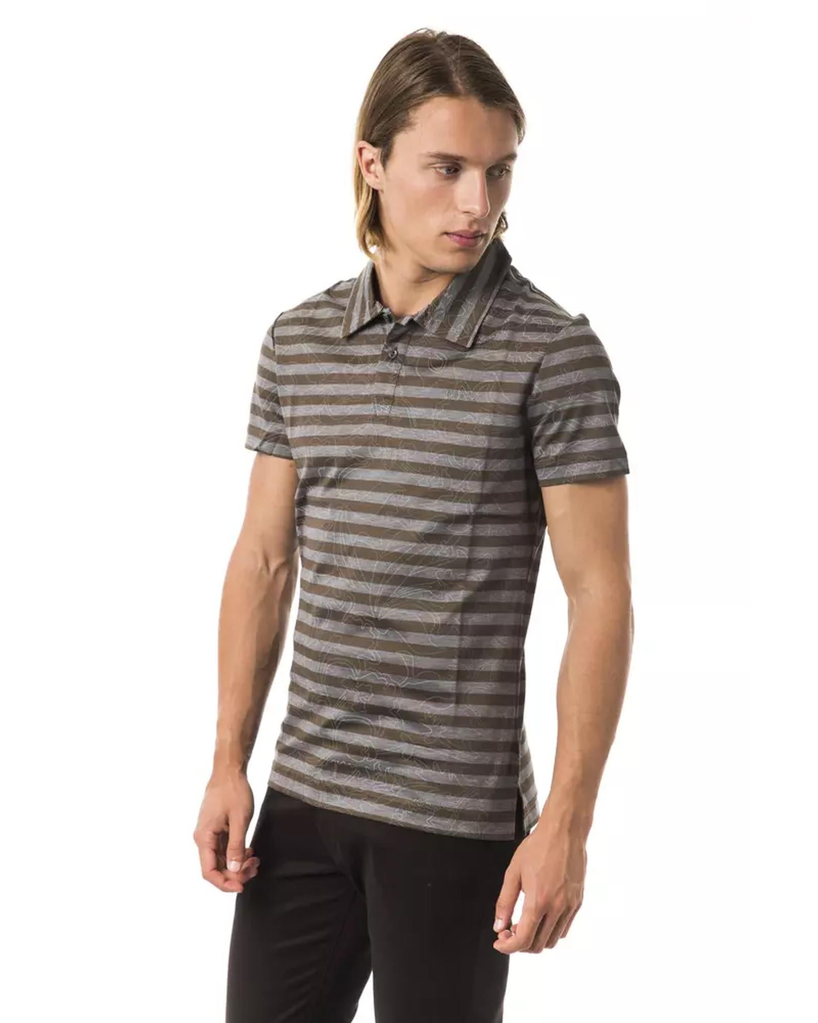 Striped Polo Shirt with Prints L Men Secondary image