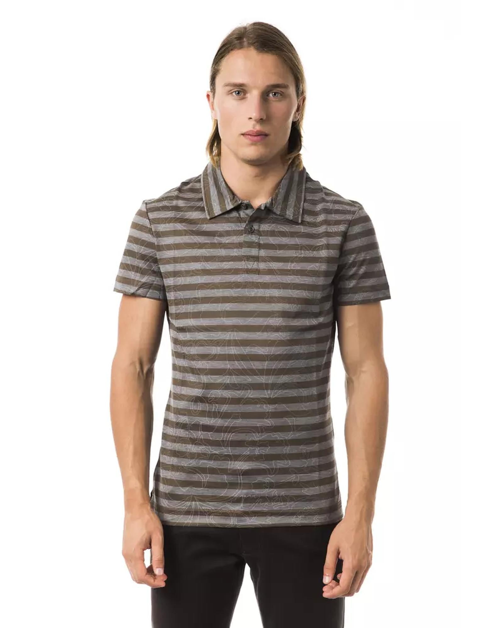Striped Polo Shirt with Prints M Men Main image