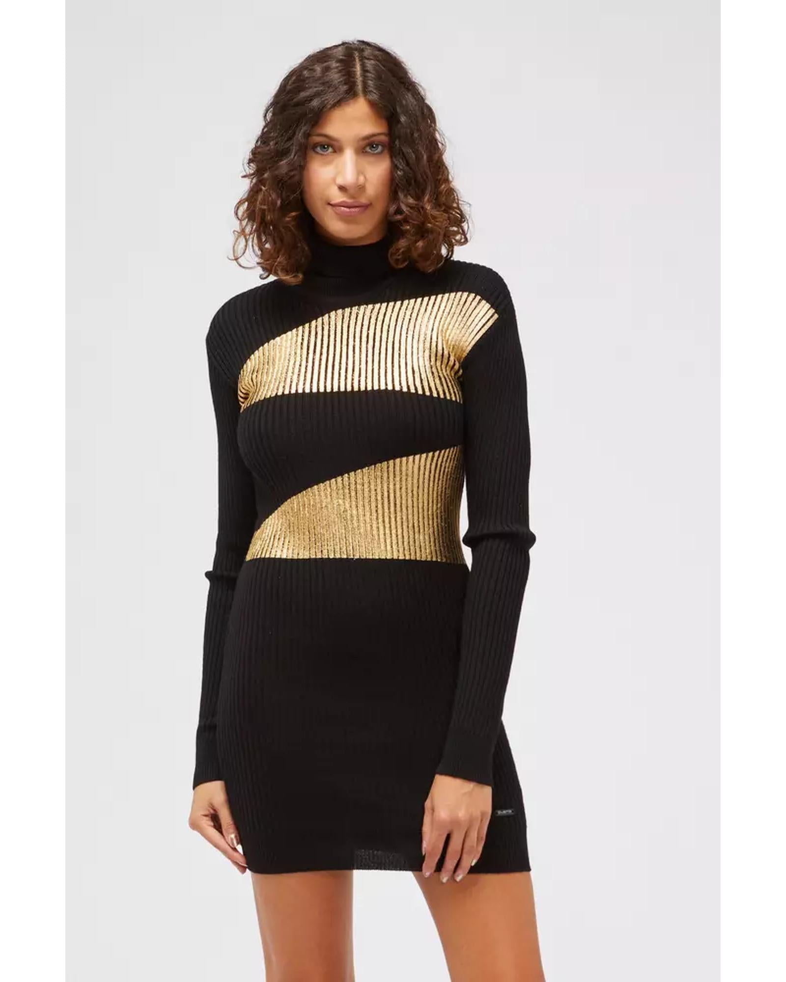 Knitted Dress with Laminated Effect and Polo Neck 42 IT Women Main image