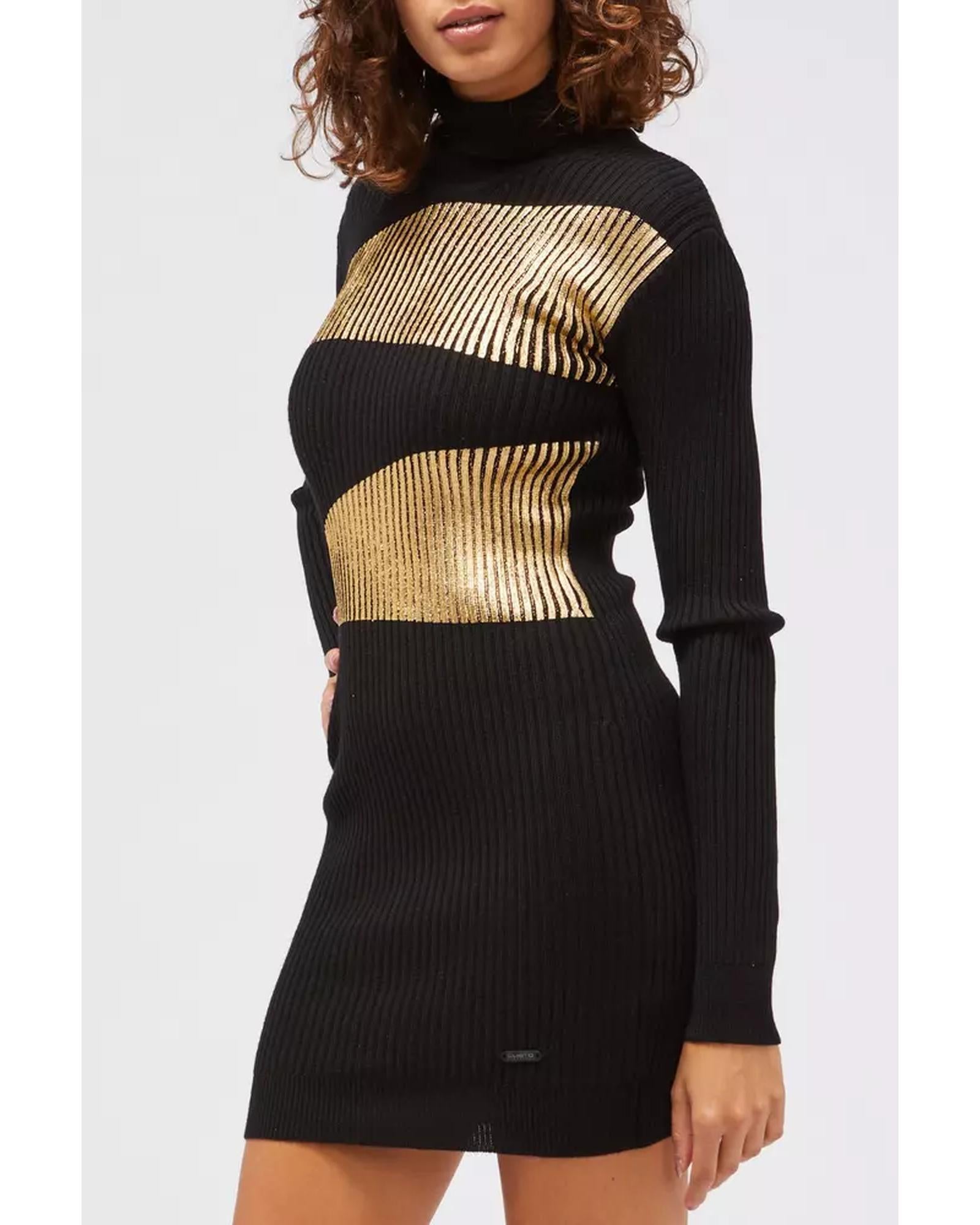 Knitted Dress with Laminated Effect and Polo Neck 42 IT Women Secondary image