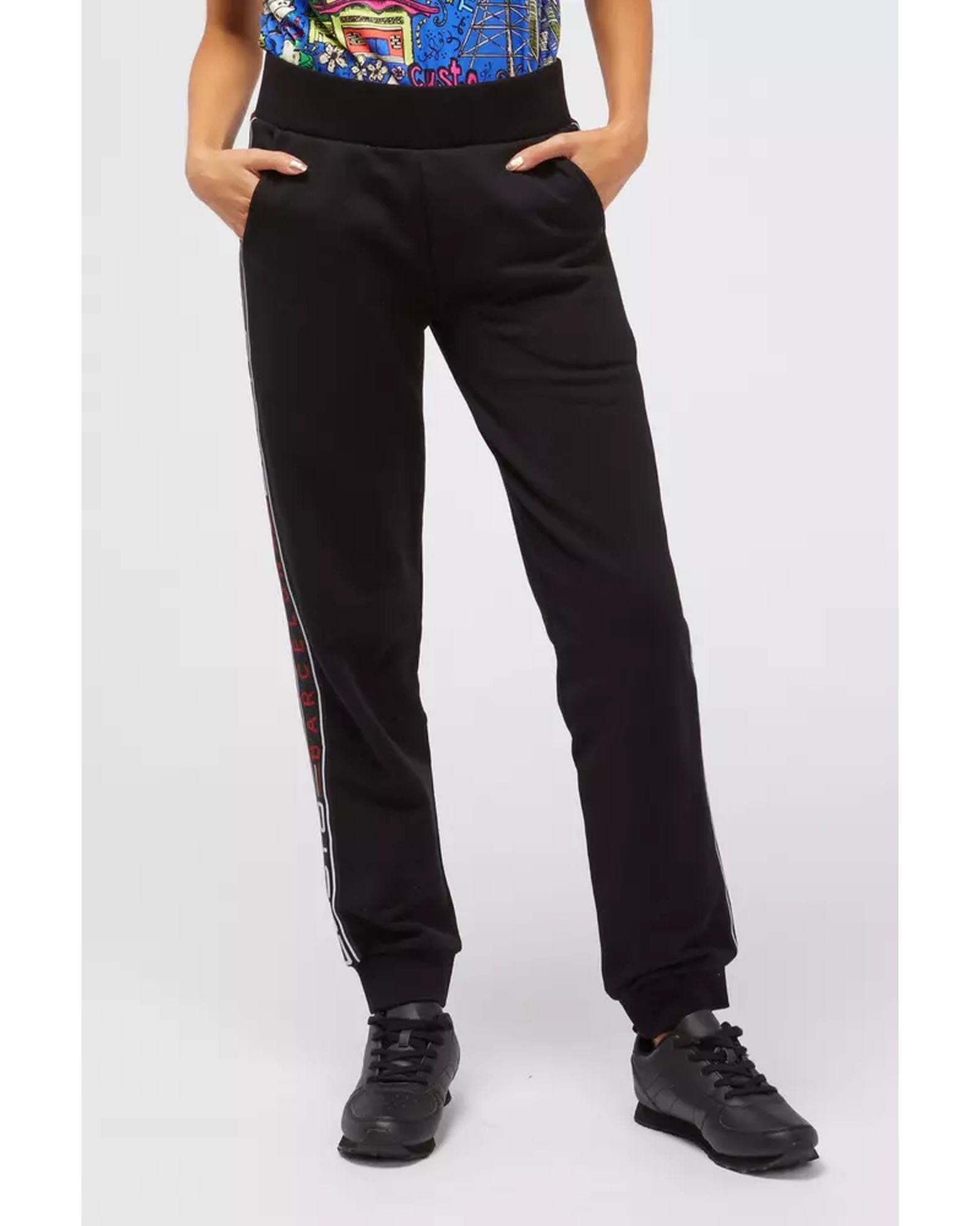 Logo Side Band Solid Color Sweatpants with Multi-Pockets and Cuffed Bottom S Women Main image