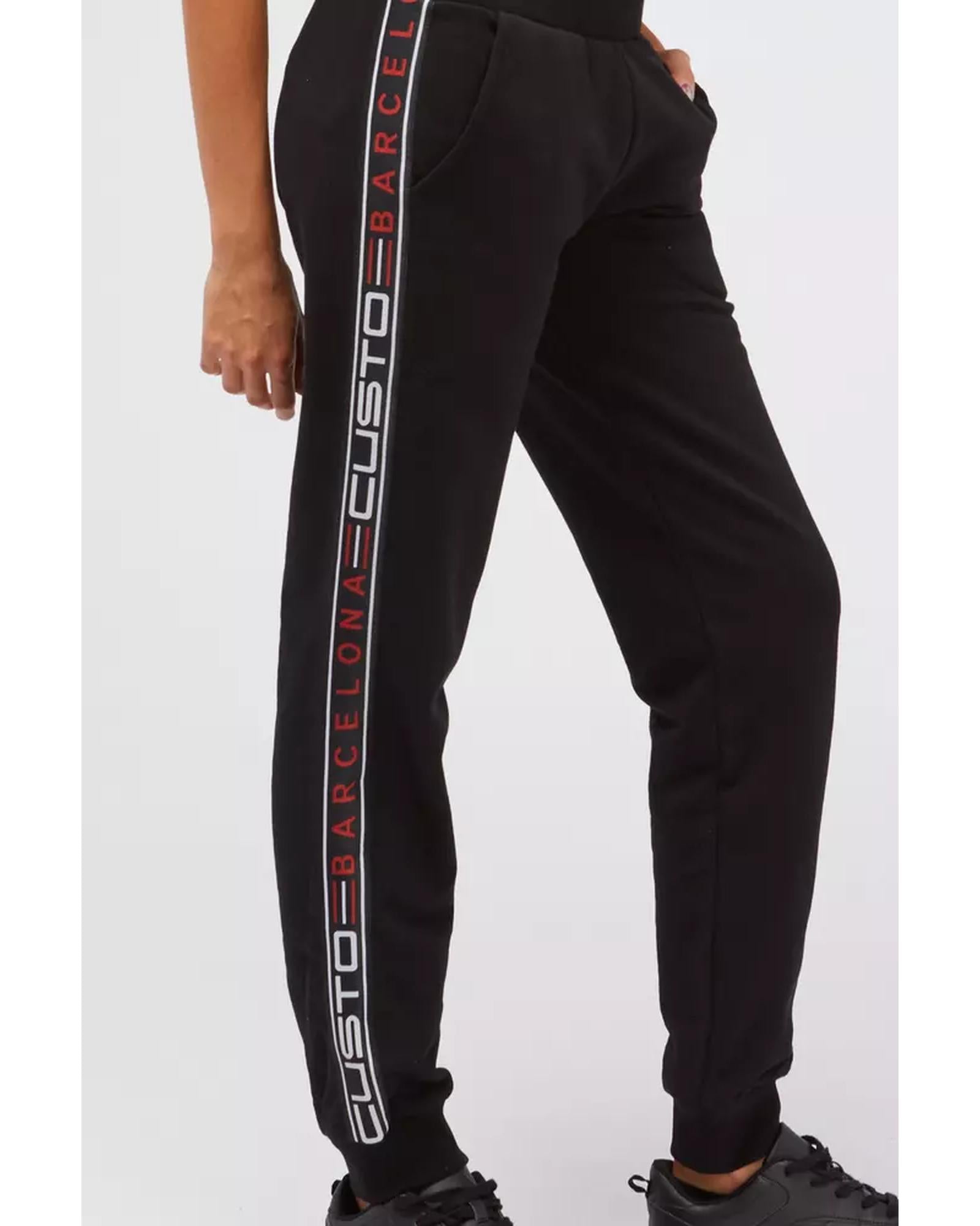Logo Side Band Solid Color Sweatpants with Multi-Pockets and Cuffed Bottom S Women Secondary image