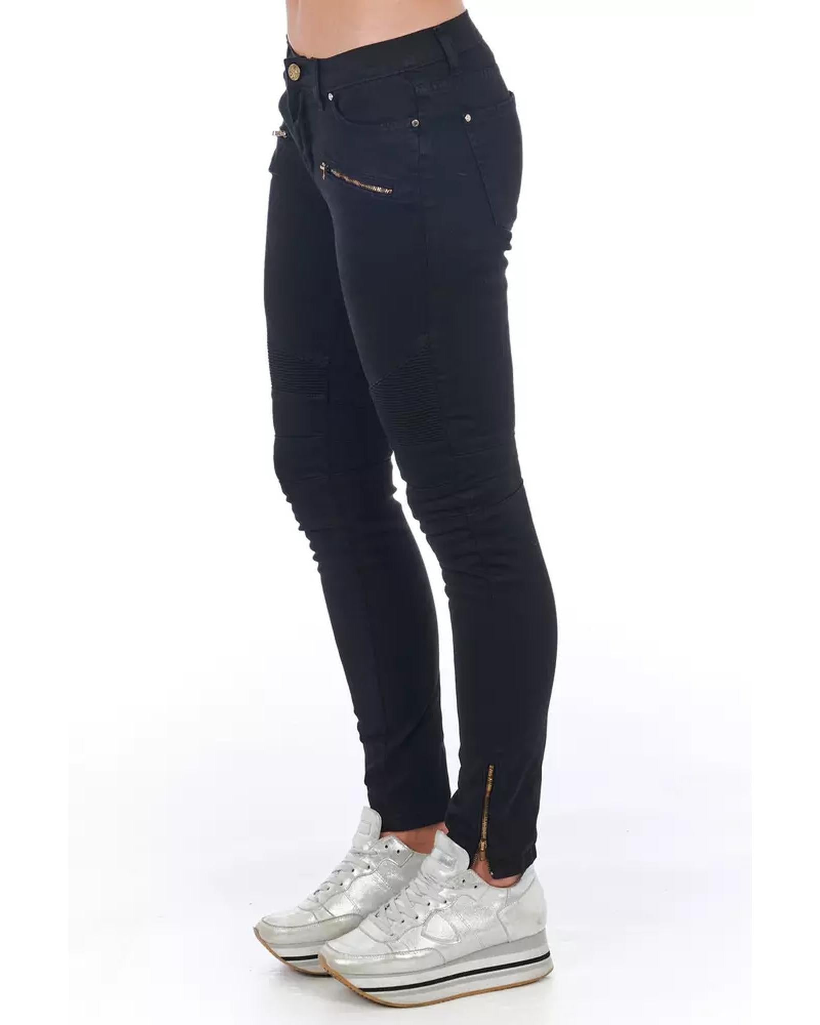 Stretch Denim Biker Jeans with Worn Wash and Multipockets 42 IT Women Women's Jeans Frankie Morello