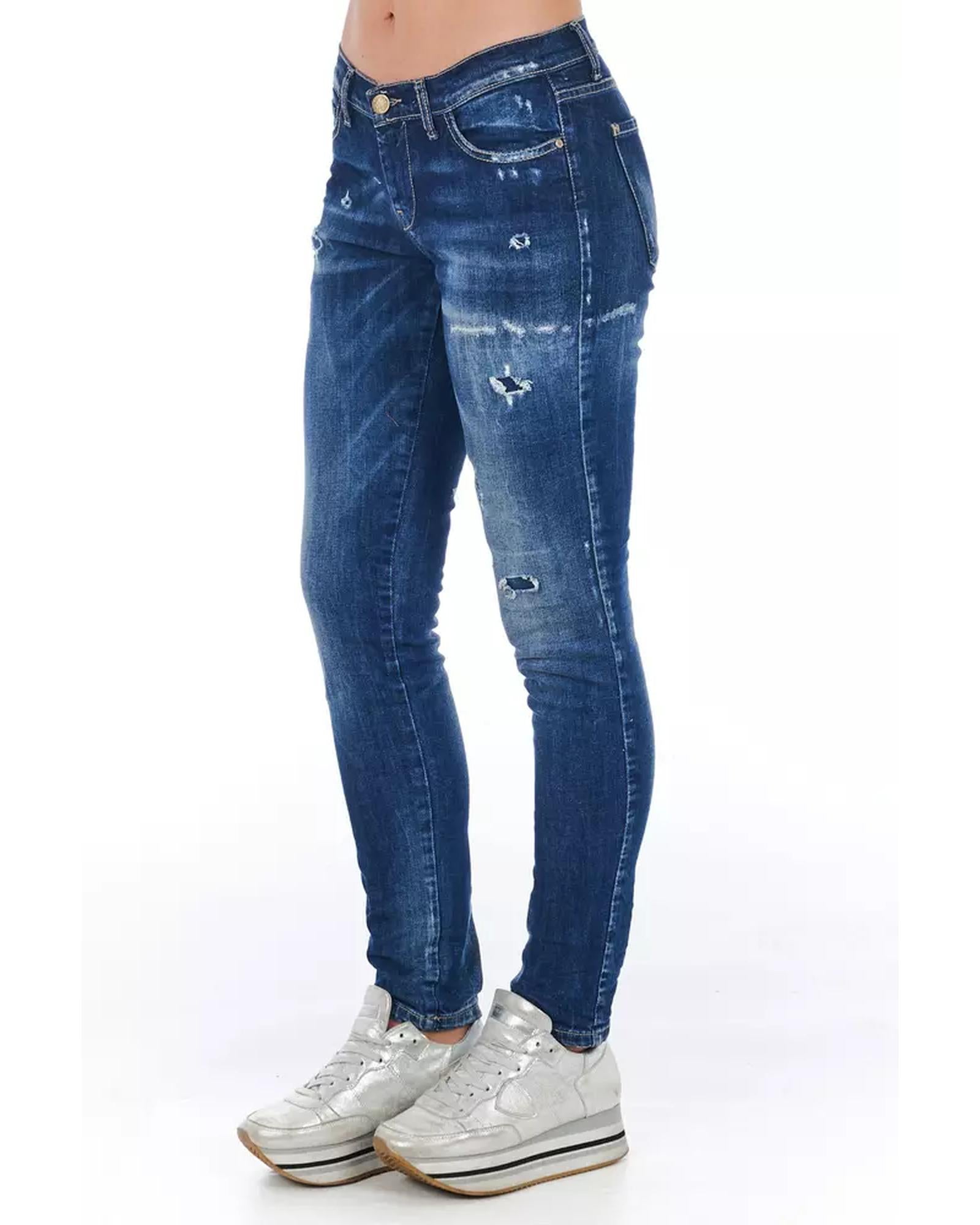 Worn Wash Skinny Denim Jeans with Multi-Pockets W26 US Women Secondary image