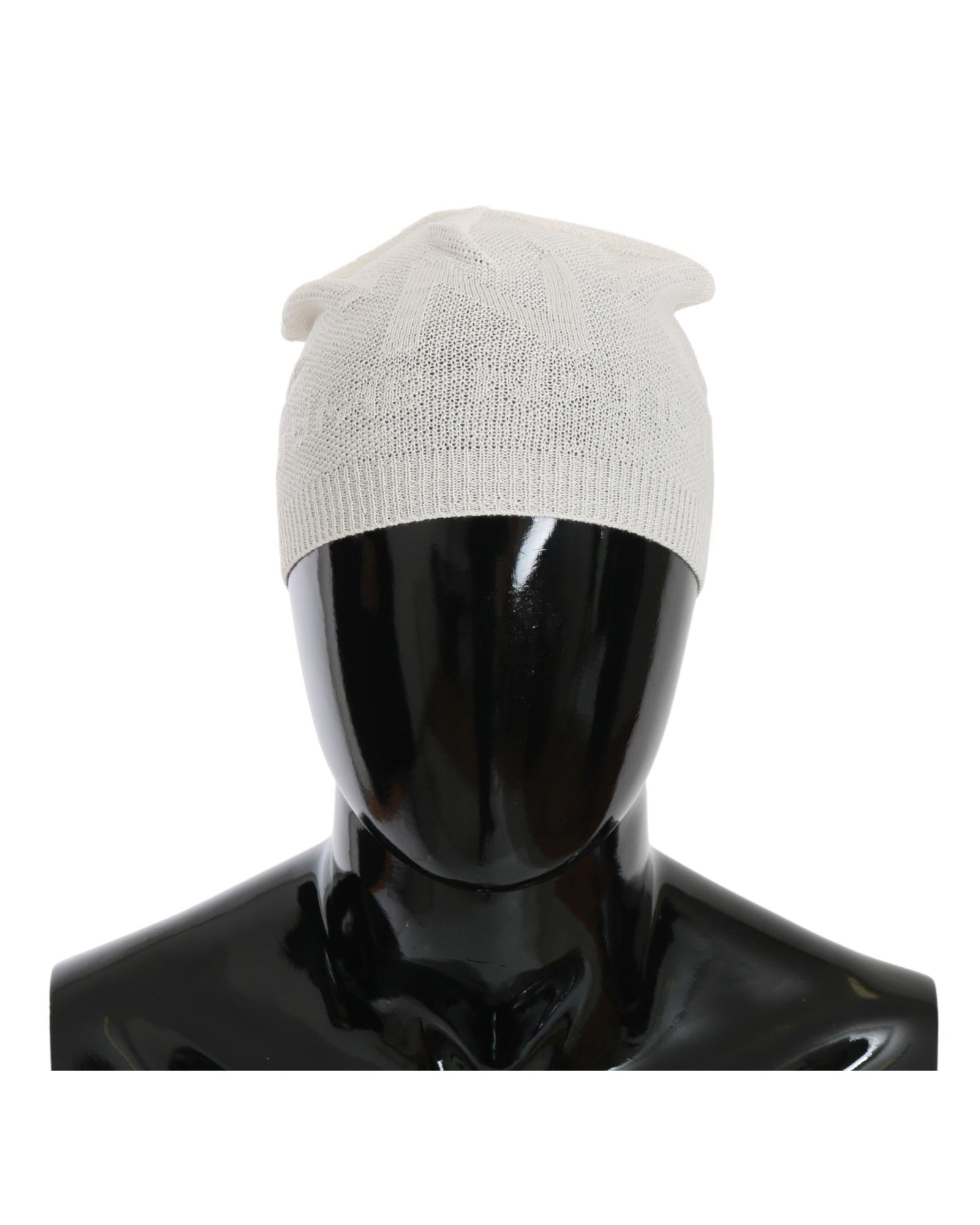Costume National Men's Beanie White Wool Blend Branded Hat - One Size Main image