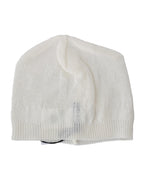 Costume National Men's Beanie White Wool Blend Branded Hat - One Size