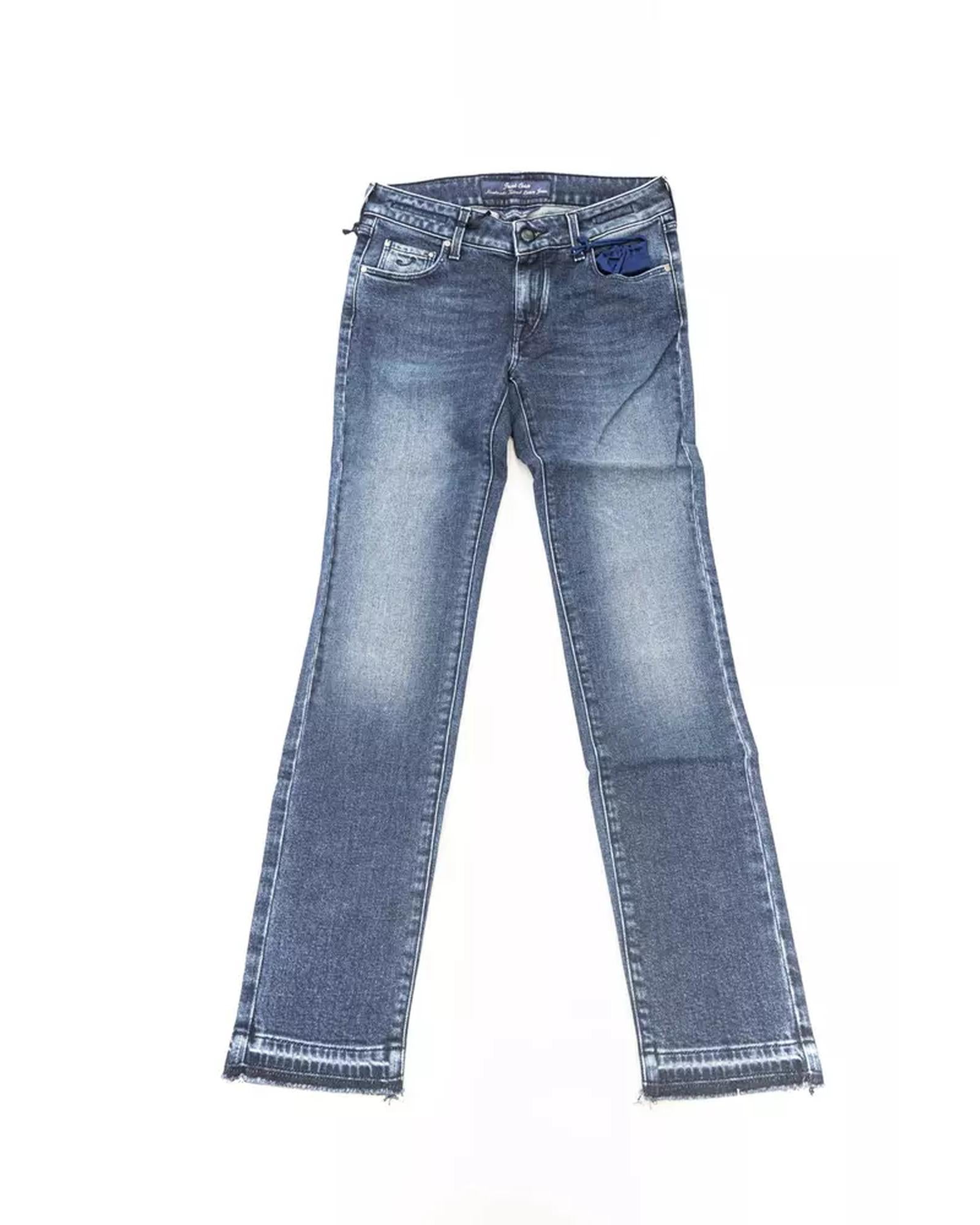Slim 5-Pocket Jeans with Logo Details and Fringed Bottoms W31 US Women Secondary image
