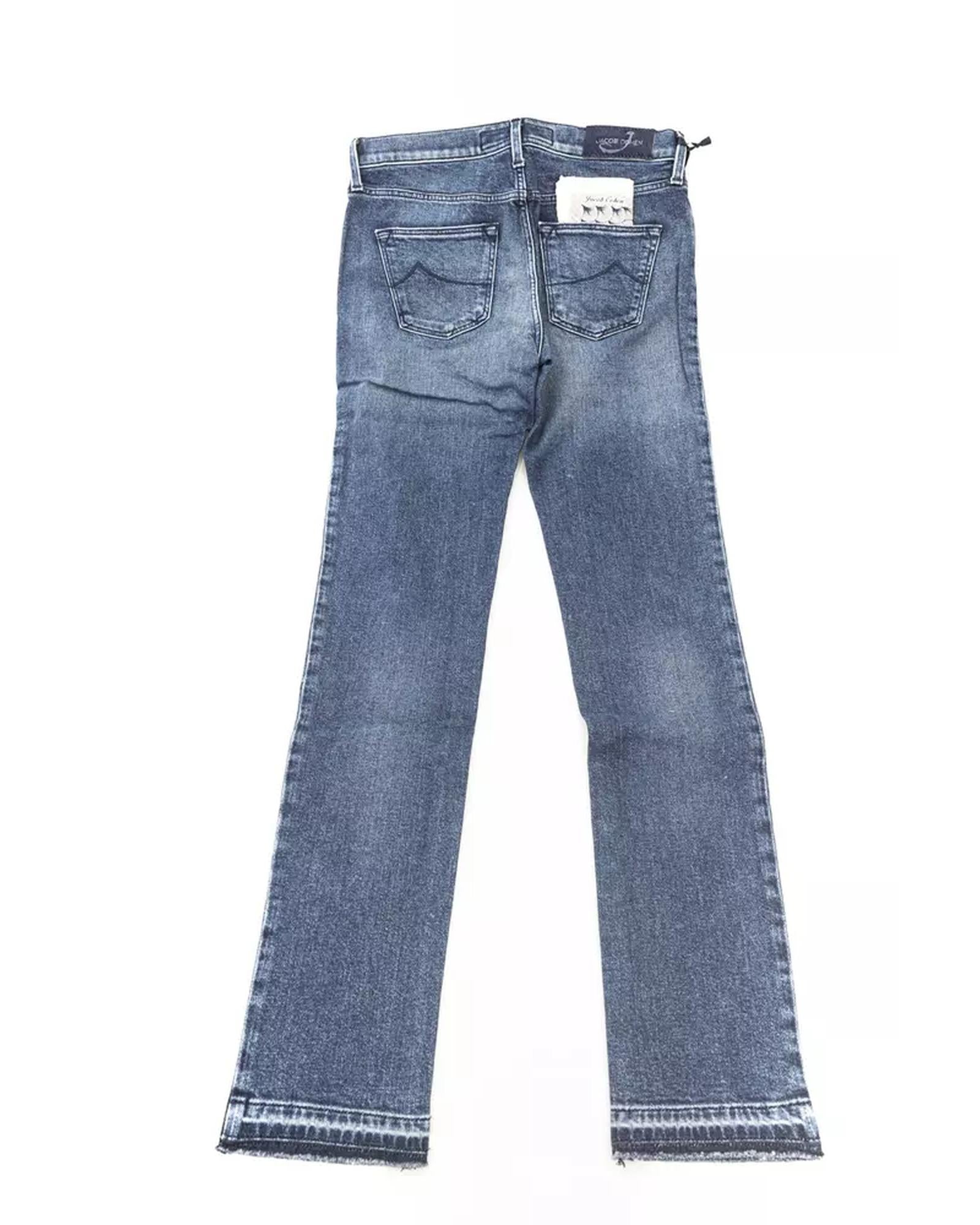 Logo Embroidered Slim Jeans with Fringed Bottom"

or 

"Fringed Slim Jeans with Logo Embroidery W27 US Women