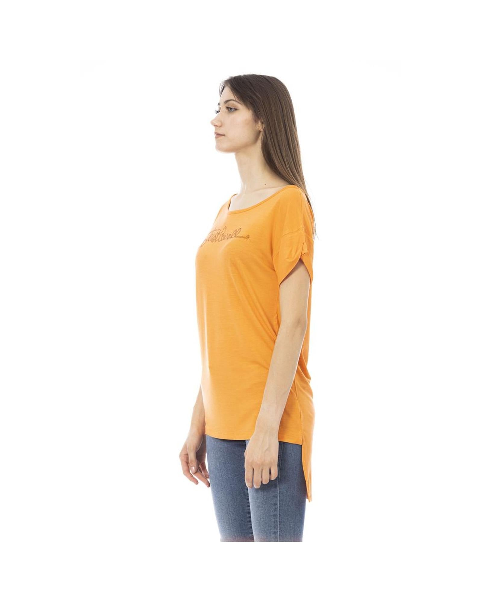 Just Cavalli Women's Orange Cotton Tops & T-Shirt - XL Secondary image