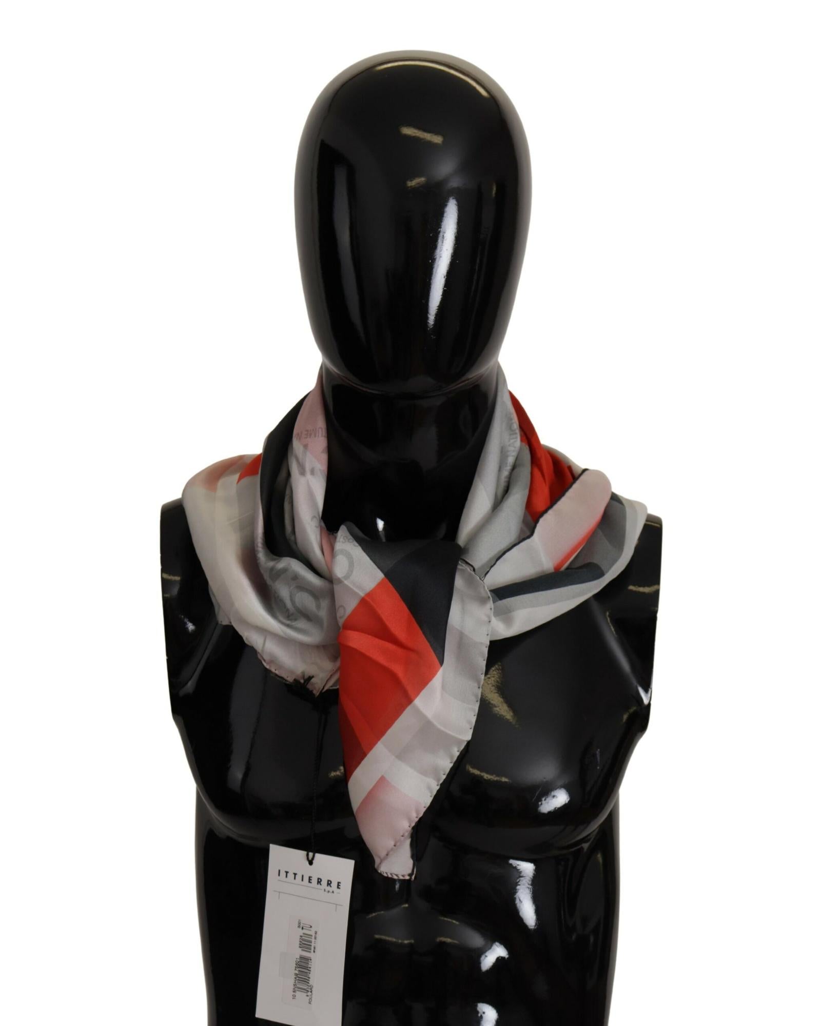 Costume National Women's Gray Red Silk Shawl Foulard Wrap Scarf - One Size Women's Scarf Costume National