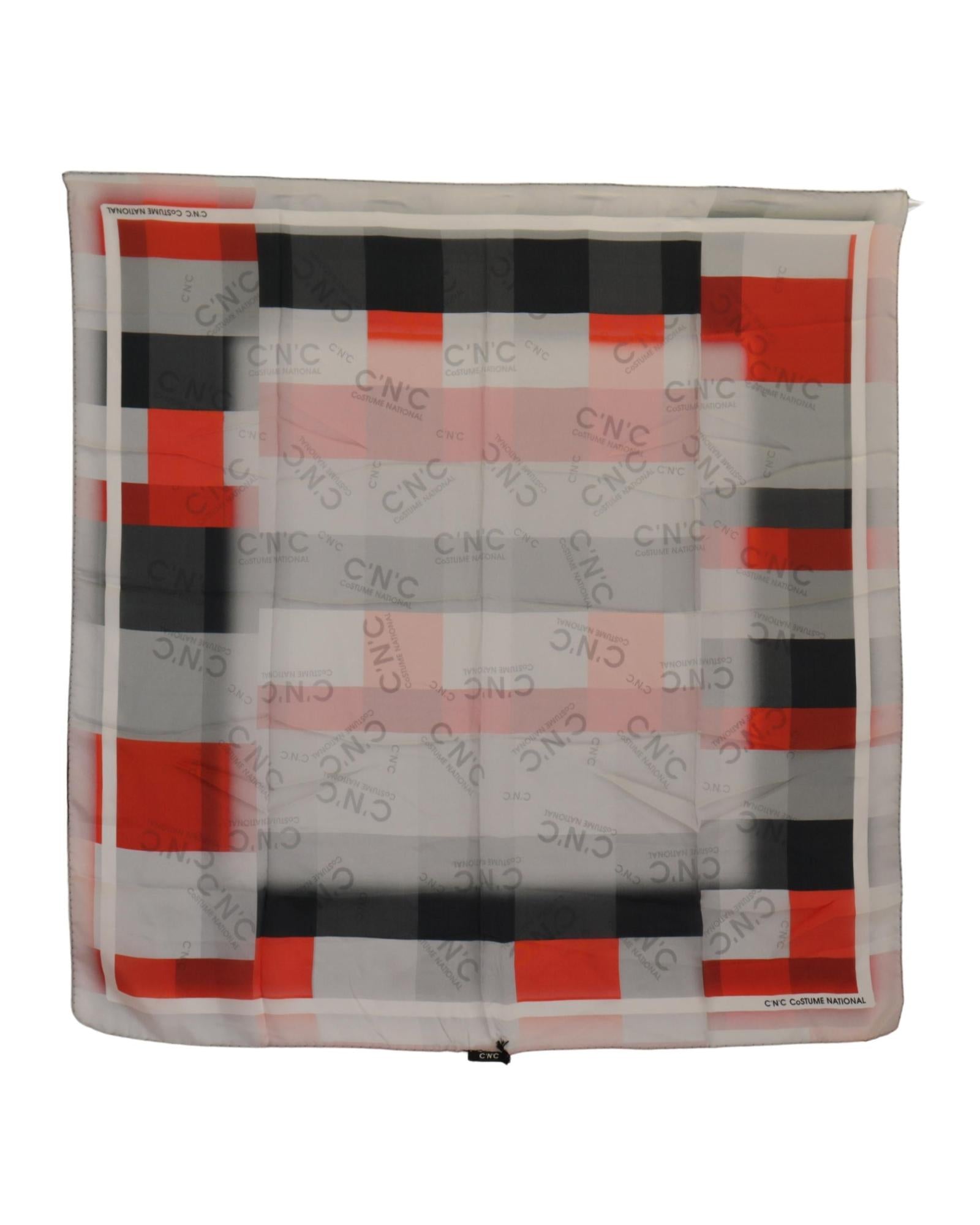 Costume National Women's Gray Red Silk Shawl Foulard Wrap Scarf - One Size Women's Scarf Costume National