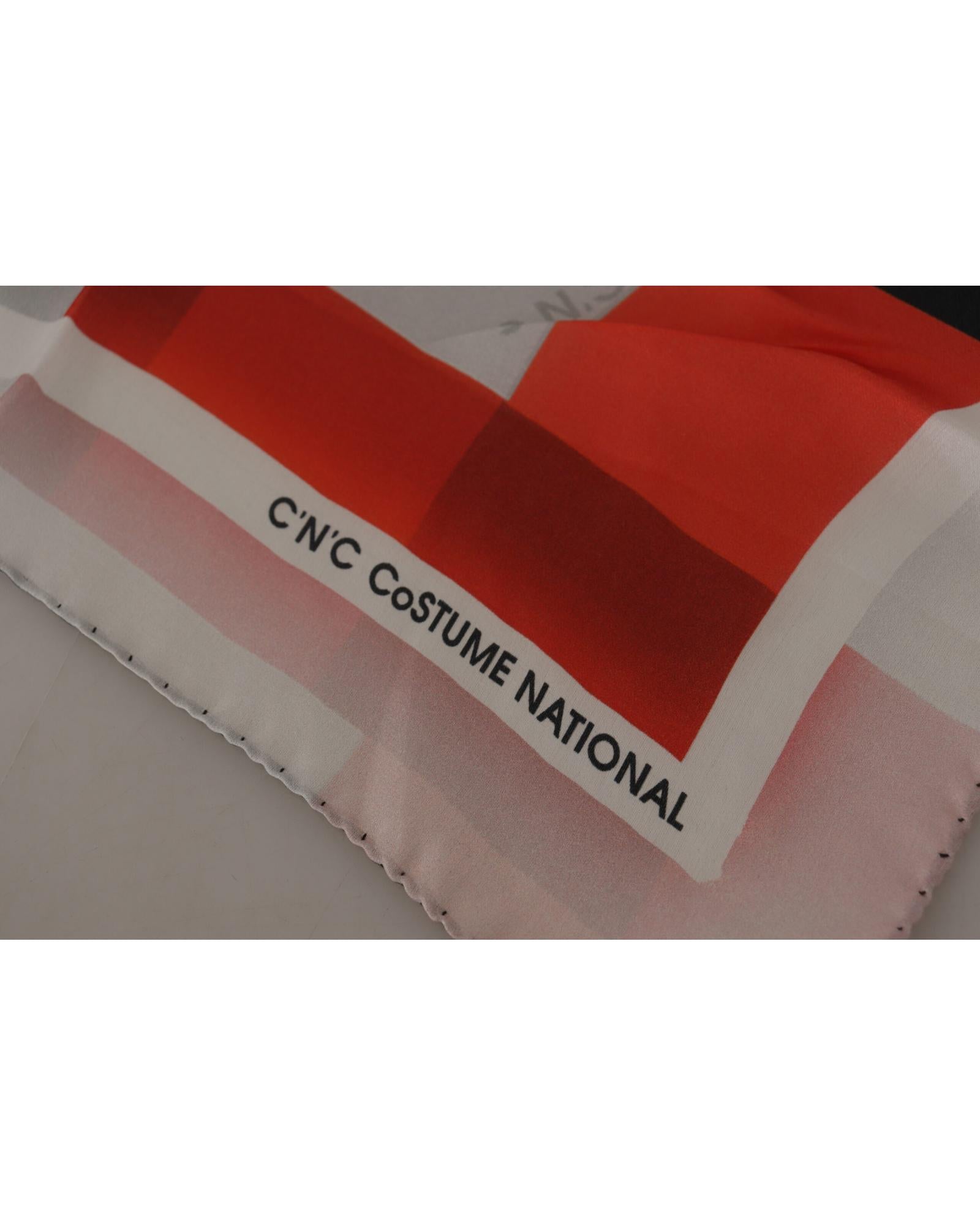 Costume National Women's Gray Red Silk Shawl Foulard Wrap Scarf - One Size Women's Scarf Costume National