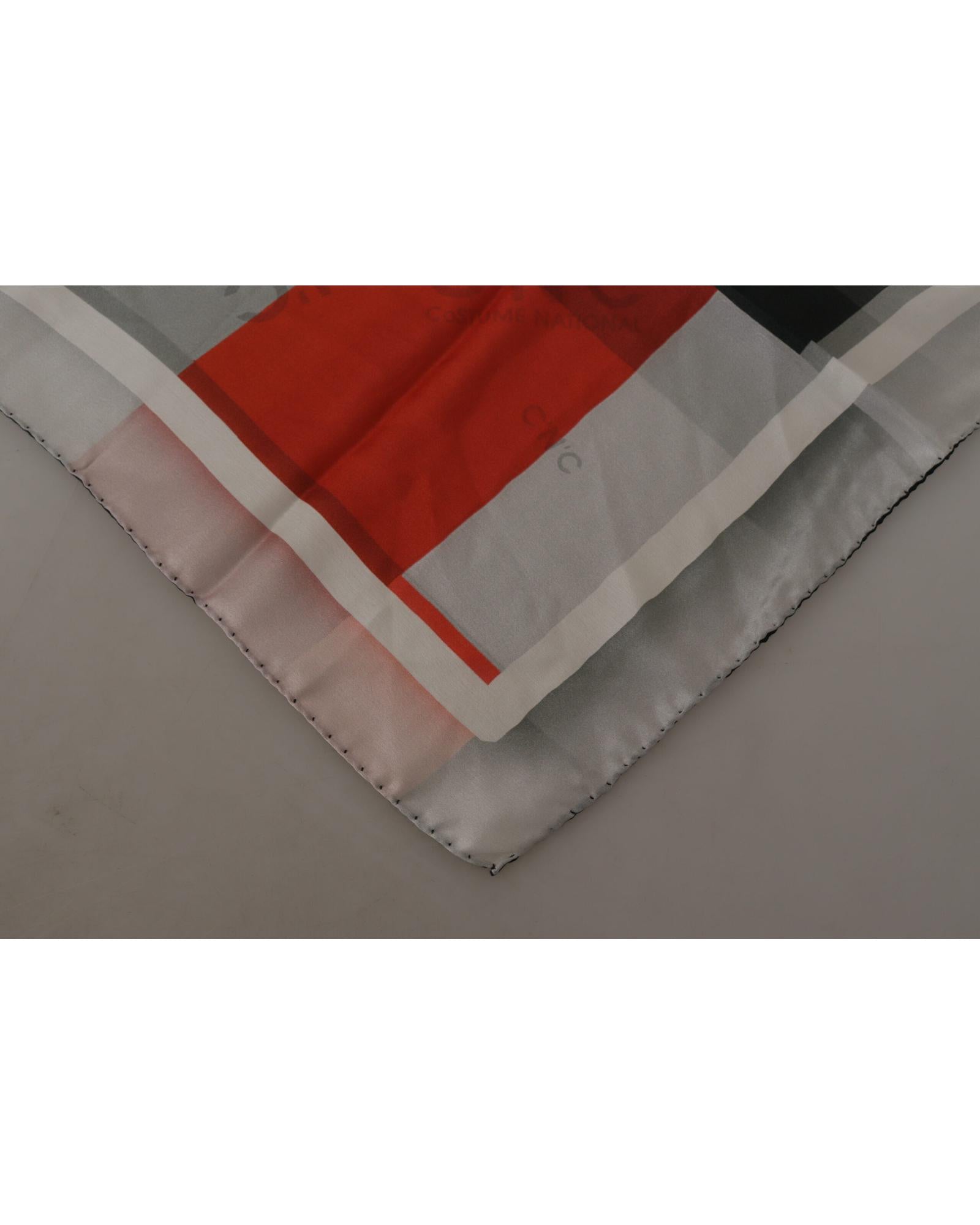 Costume National Women's Gray Red Silk Shawl Foulard Wrap Scarf - One Size Women's Scarf Costume National
