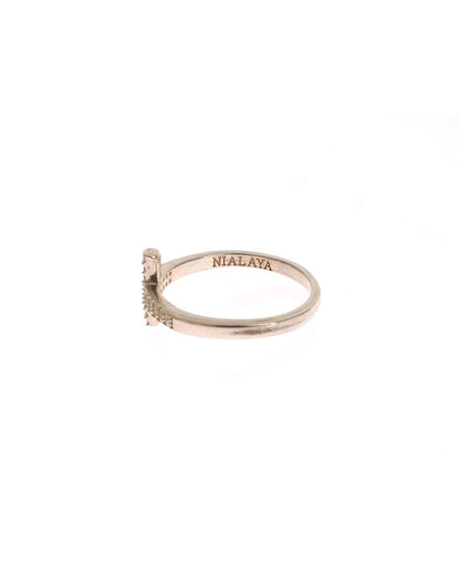 NIALAYA 925 Silver CZ Cross Ring 52 EU Women