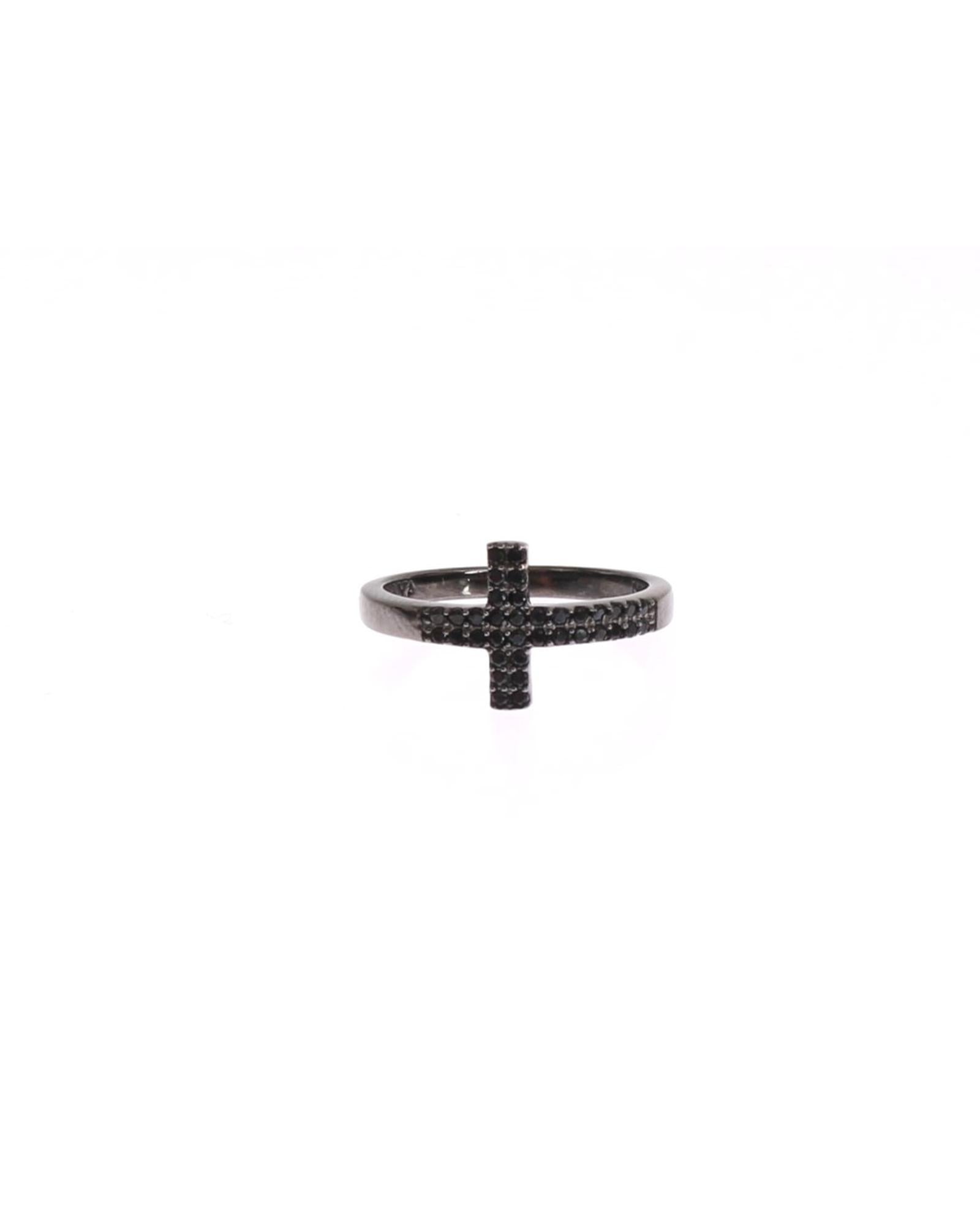 NIALAYA Sterling Silver Black CZ Ring 49 EU Women Main image