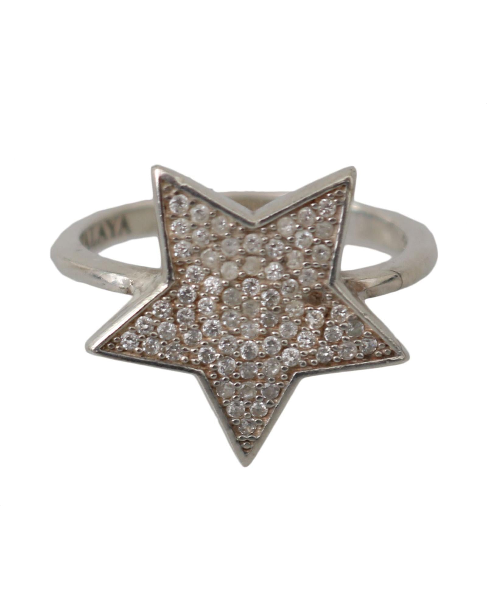 Gorgeous Authentic NIALAYA Sterling Silver Ring with Clear CZ Crystals 50 EU Women Main image