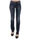 Blue Gazette Newspaper Print Low Waist Skinny Denim Jeans W25 US Women