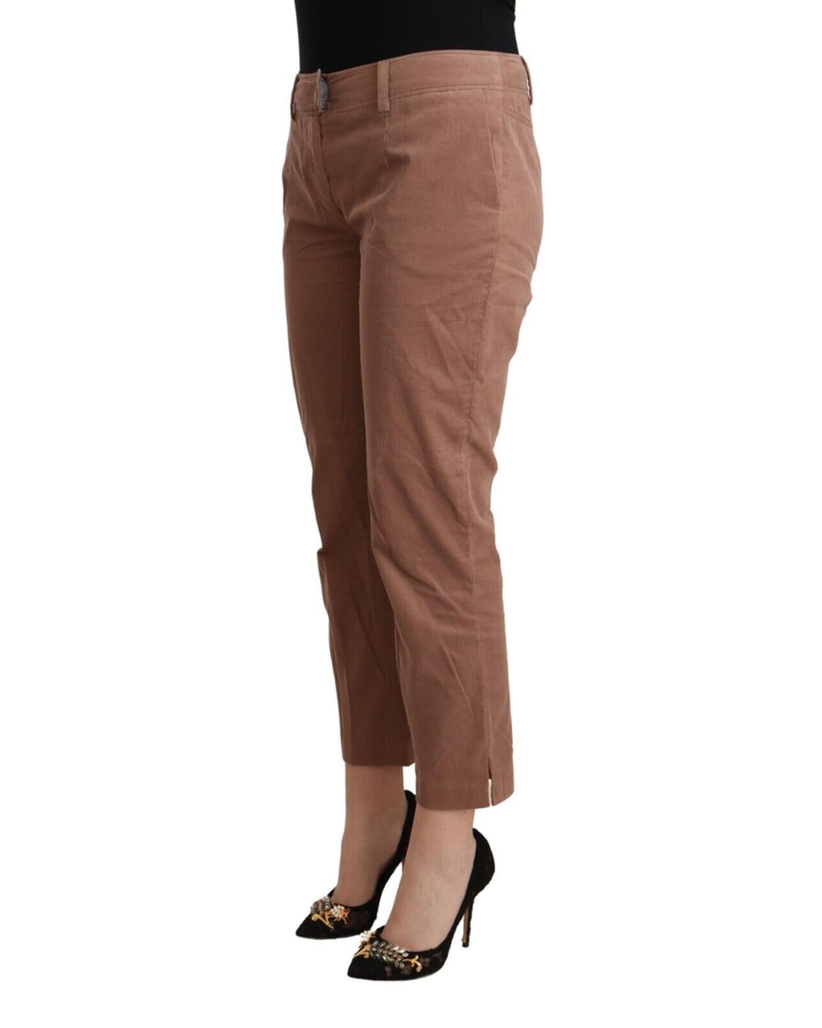 100% Authentic COSTUME NATIONAL Mid Waist Cotton Tapered Cropped Pants with Logo Details 42 IT Women Secondary image