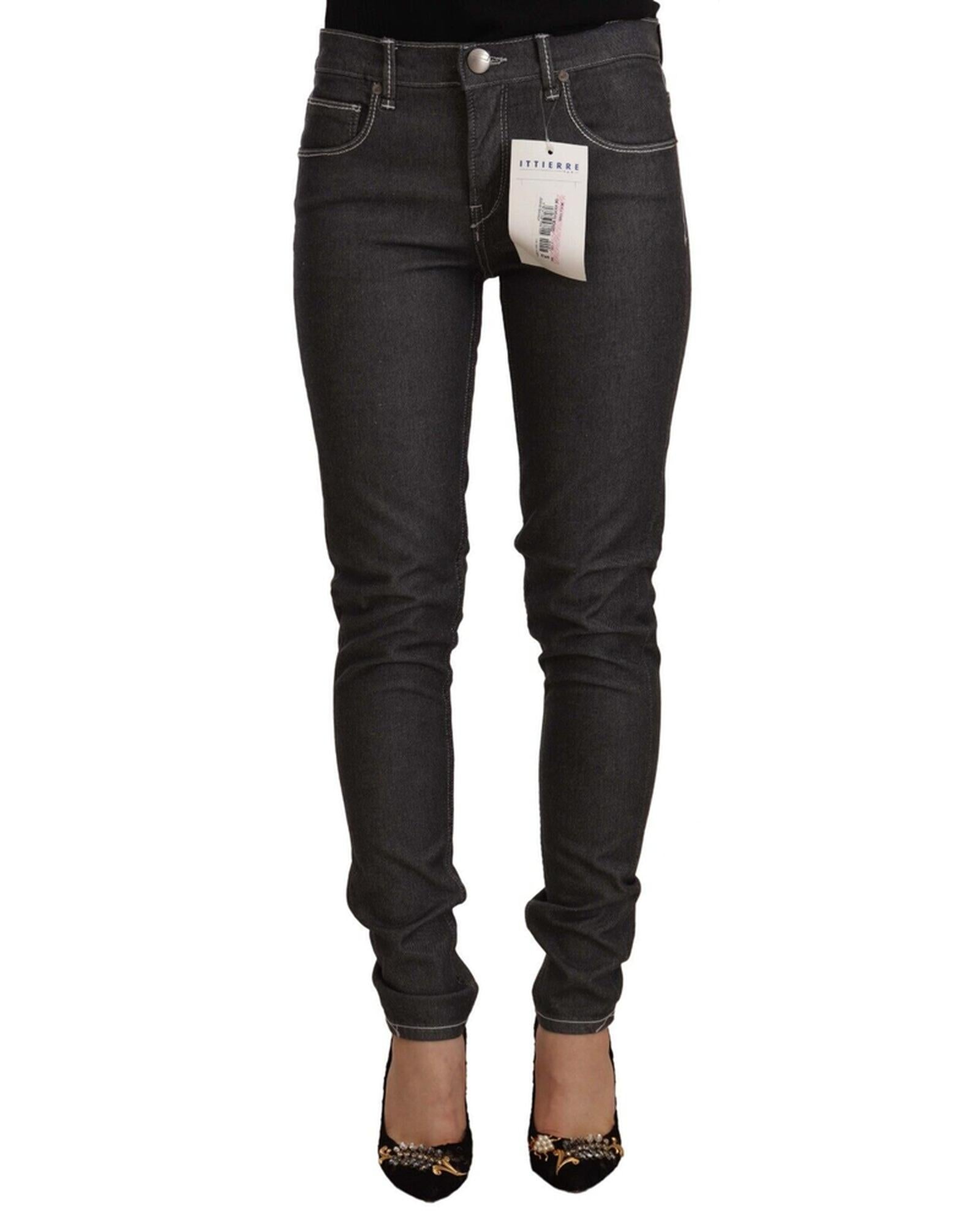 Skinny Mid Waist Denim Jeans with Zipper Closure W25 US Women Main image