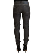 Skinny Mid Waist Denim Jeans with Zipper Closure W25 US Women