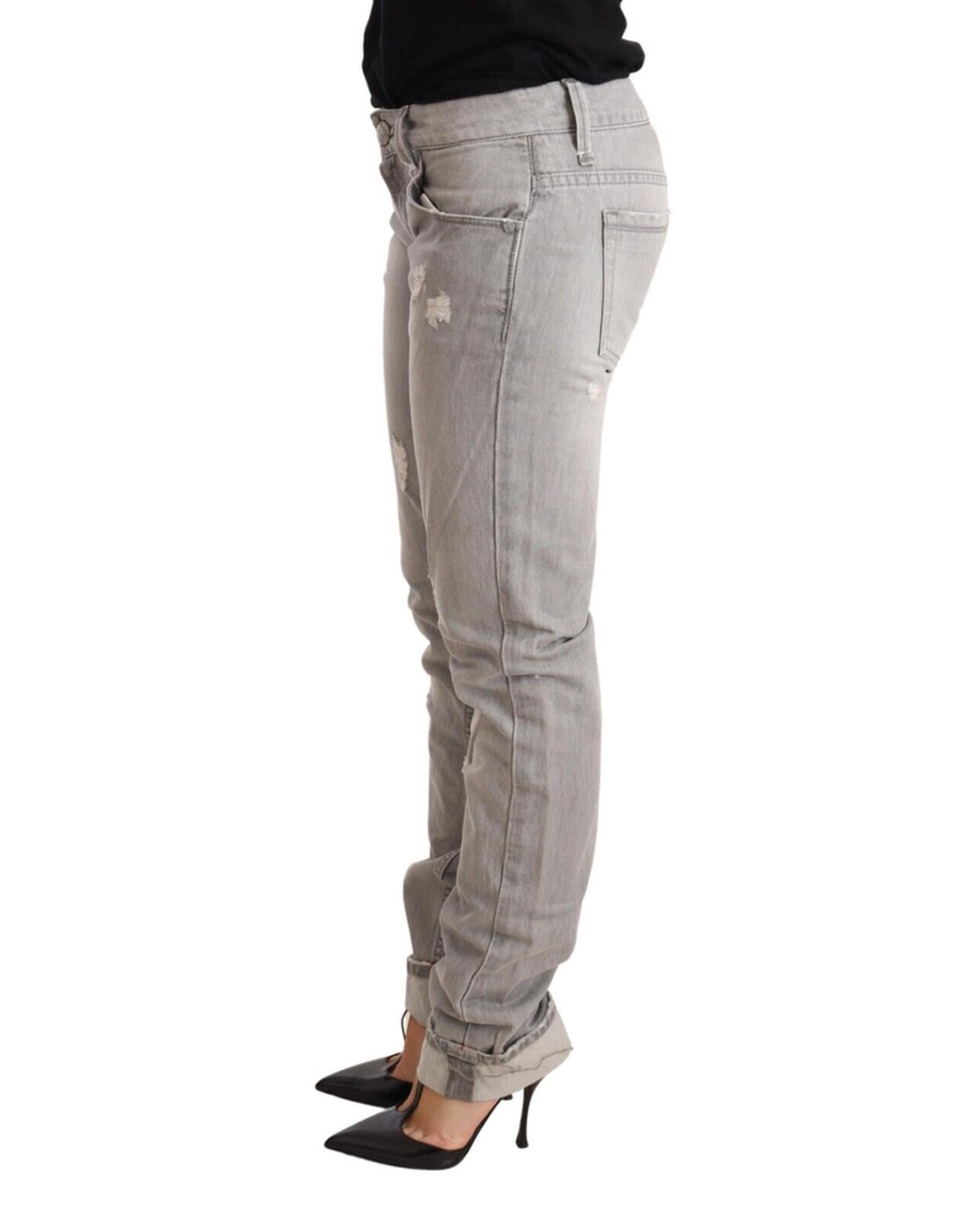 Tattered Skinny Cut Jeans with Logo Details W26 US Women Secondary image