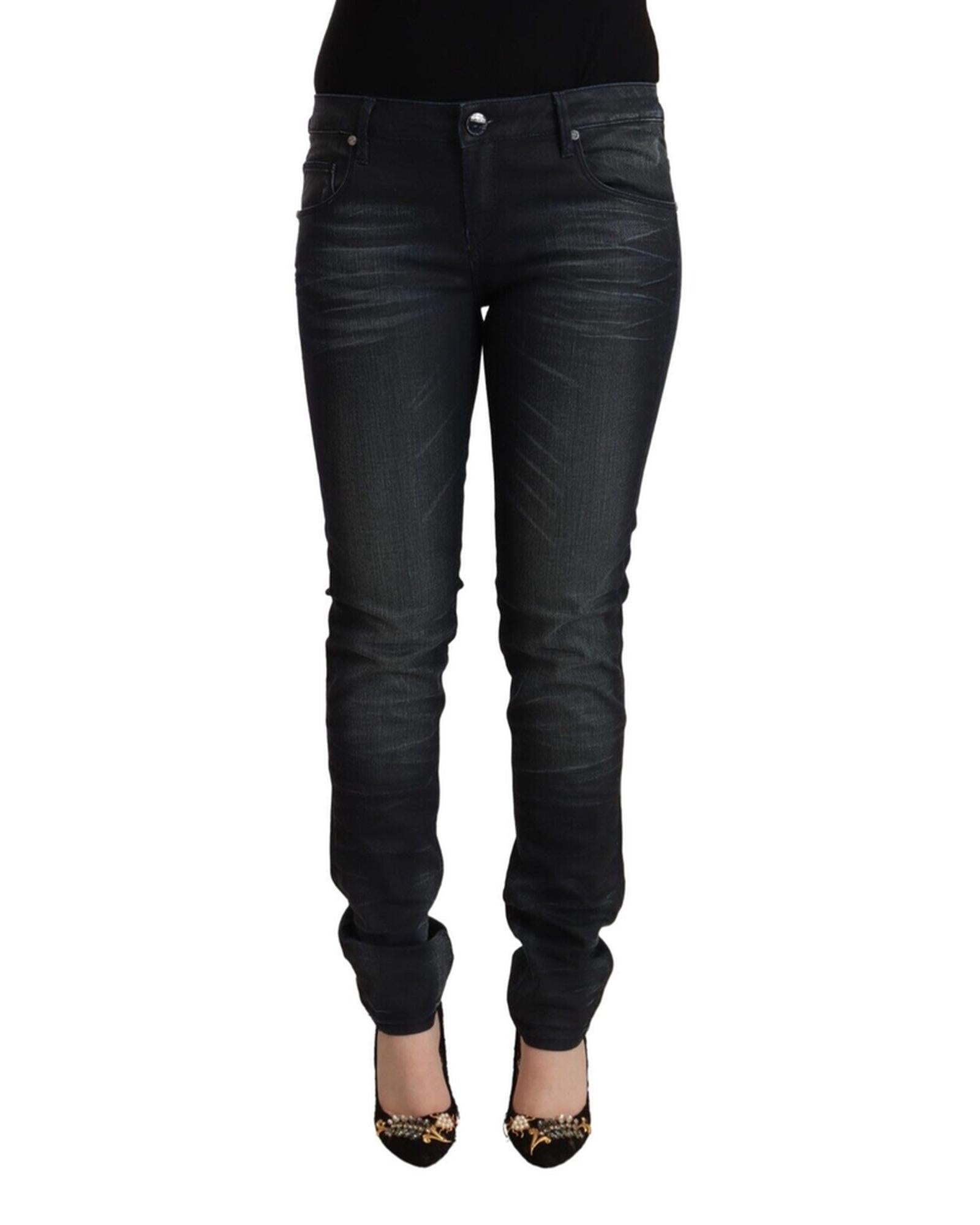 Slim Fit Low Waist Black Washed Jeans W26 US Women Main image