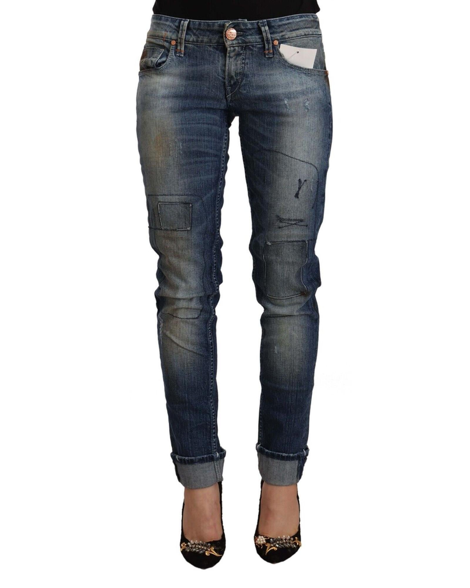 Slim Fit Low Waist Jeans with Zipper and Button Closure W26 US Women Main image