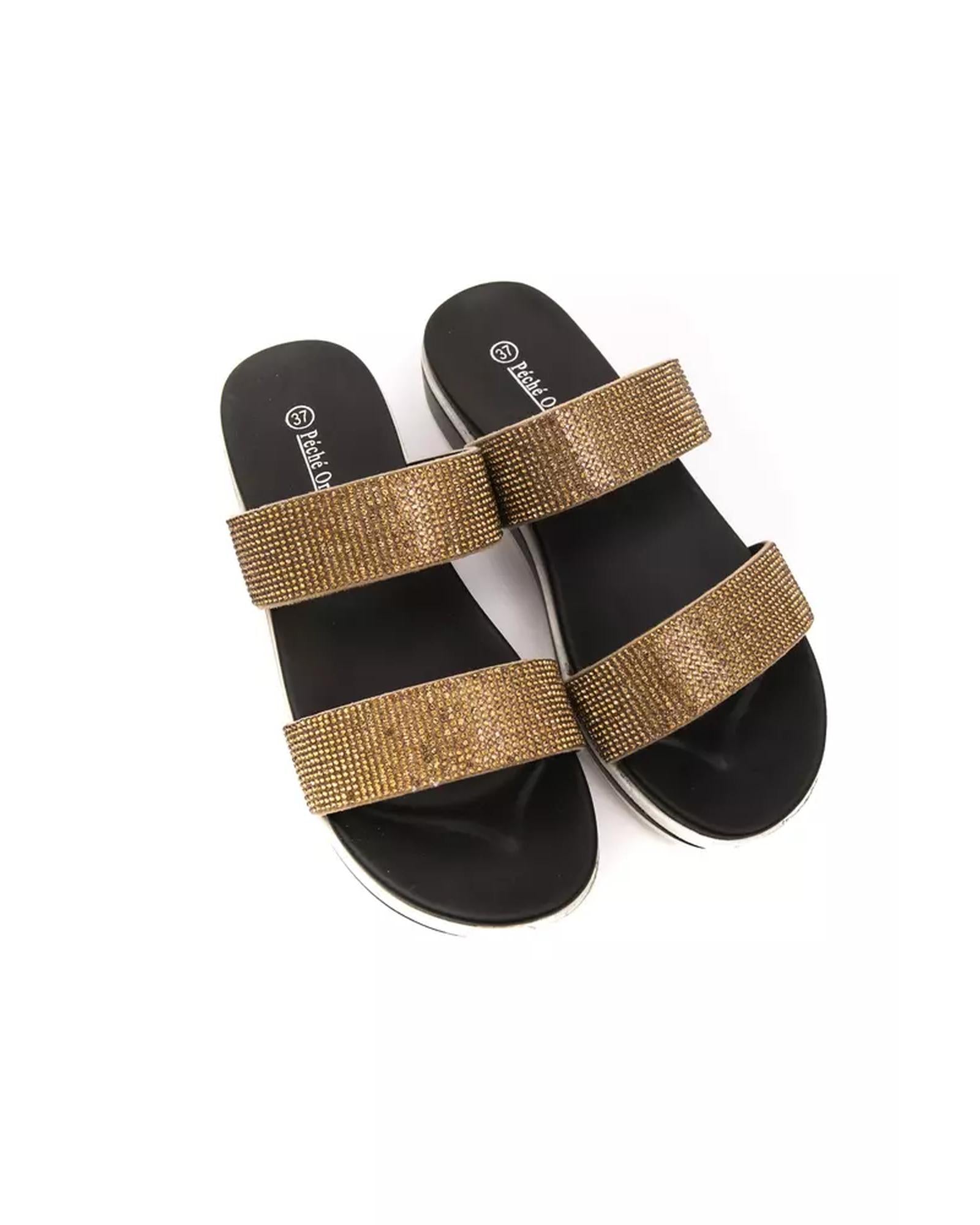 Rhinestone Embellished Low Sandal with Two Straps 37 EU Women Secondary image