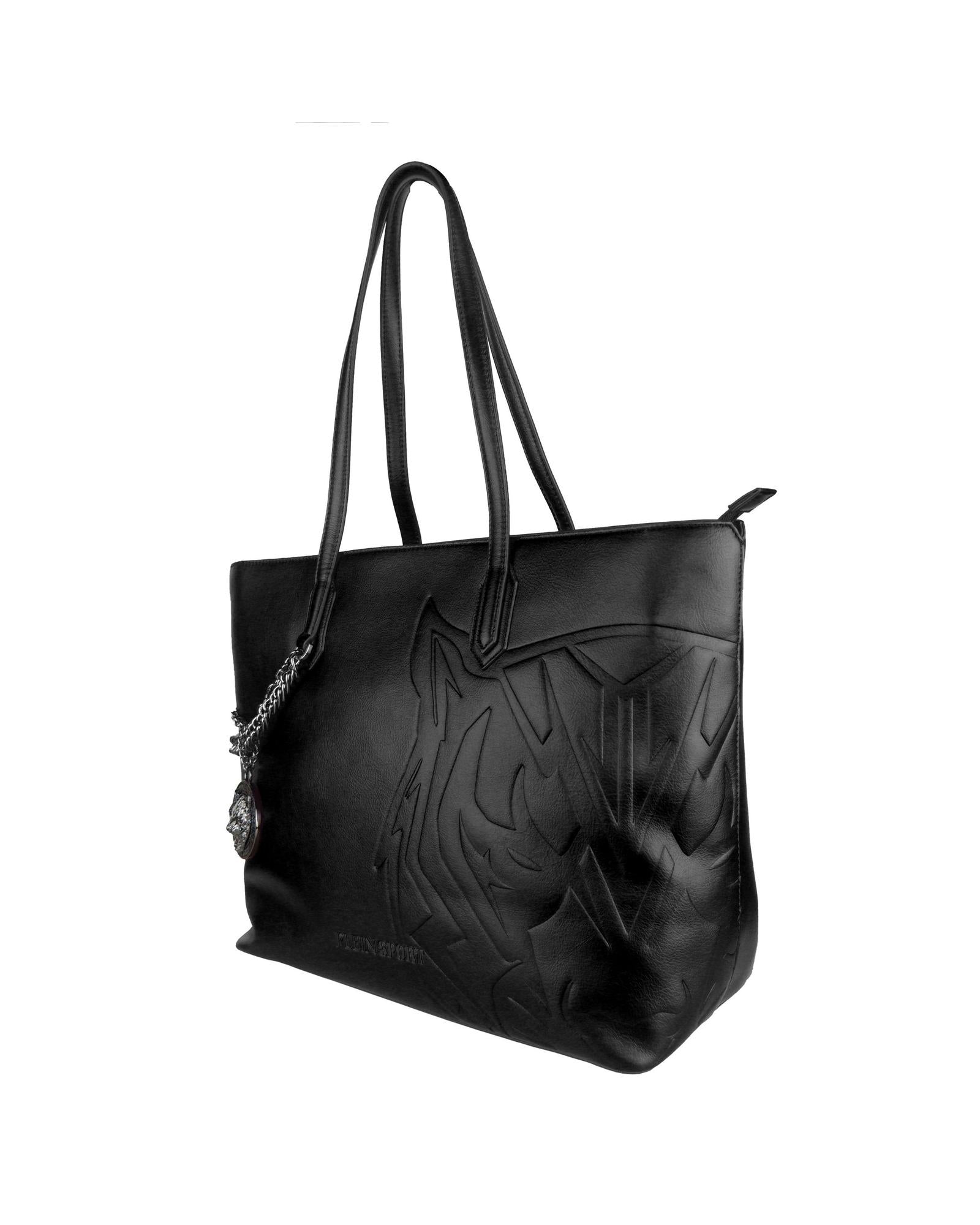 Black Eco-Leather Plein Sport Shopping Bag with Chain Detail One Size Women Secondary image