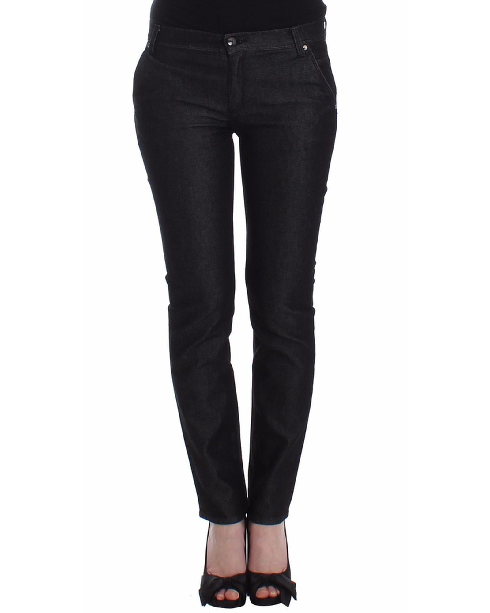 Authentic Ermanno Scervino Black Skinny Jeans with Logo Details W26 US Women Main image