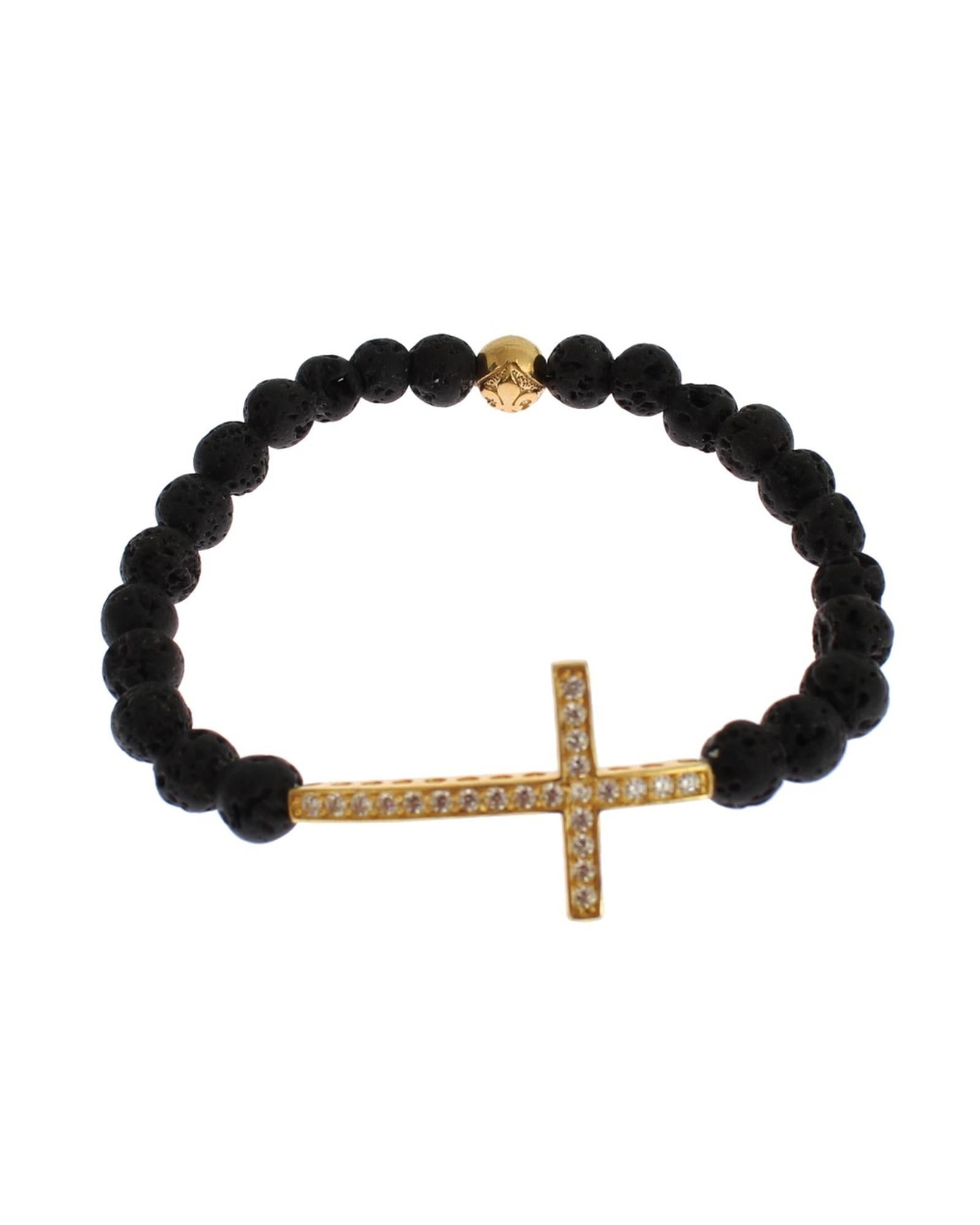 NIALAYA Gold Plated Sterling Silver Bracelet with CZ Diamond Cross S Women Secondary image