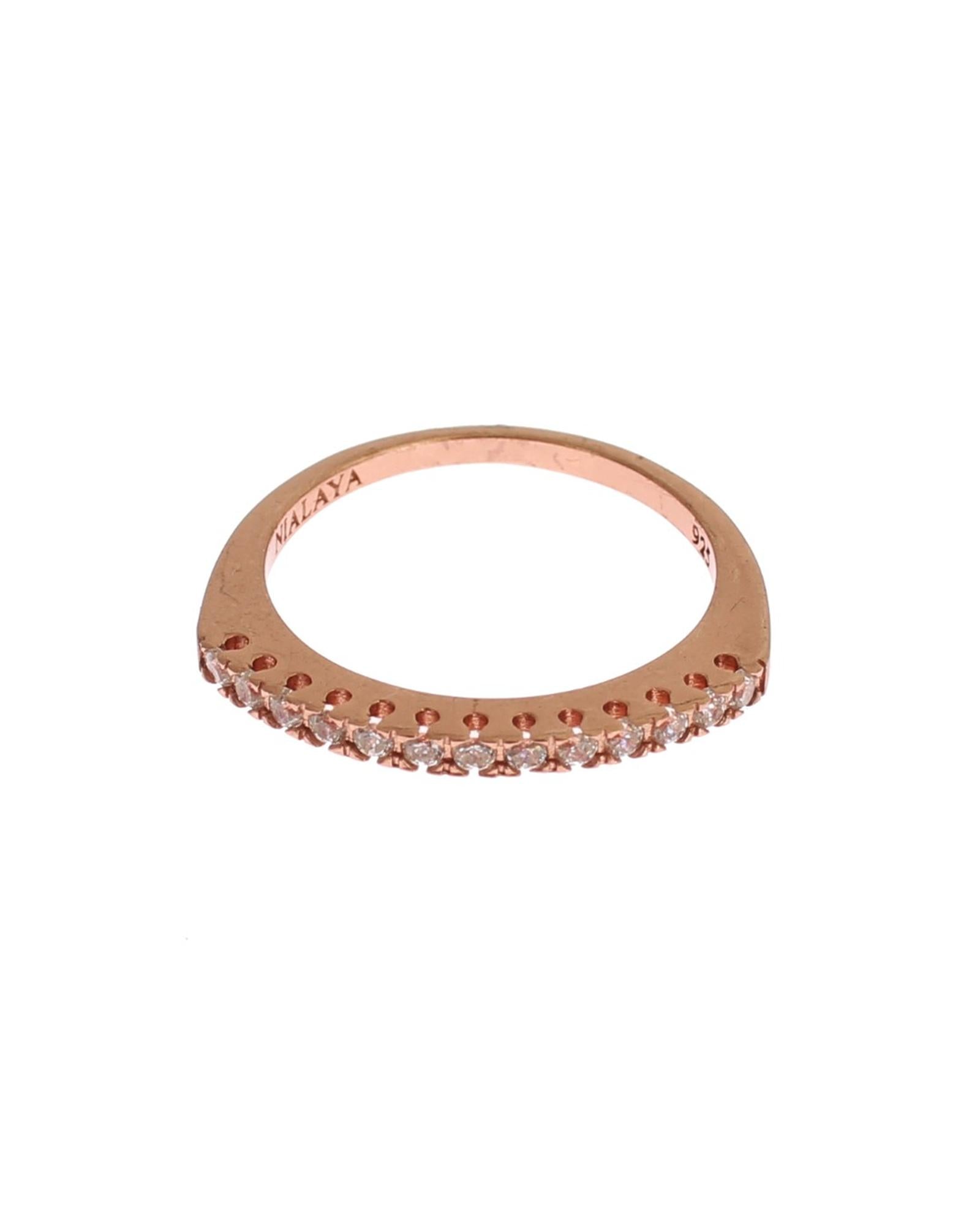 NIALAYA 18K Gold Plated Ring with Clear CZ Crystals 47 EU Women Main image