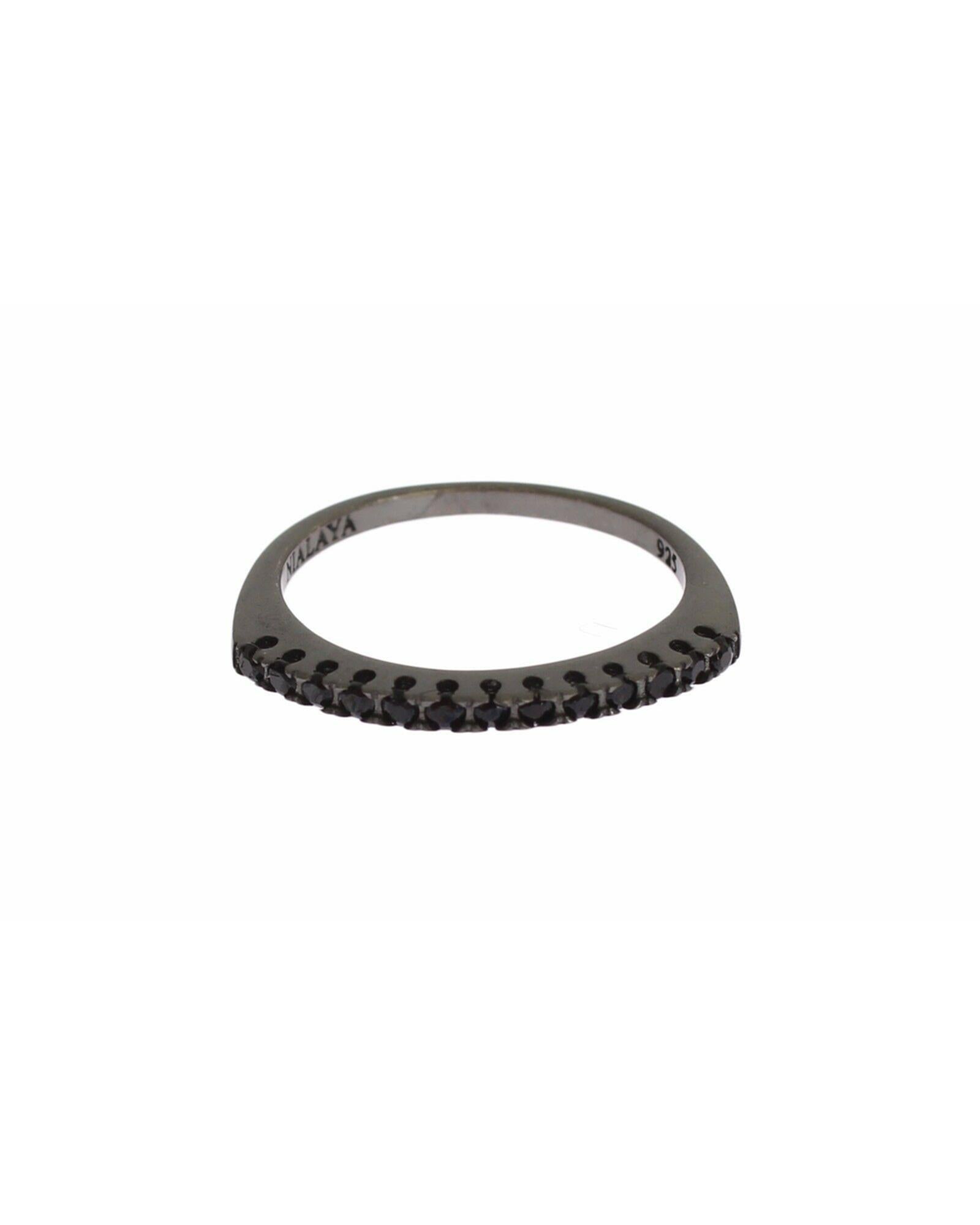100% Authentic NIALAYA Sterling Silver Ring with Black CZ Crystals 49 EU Women Main image