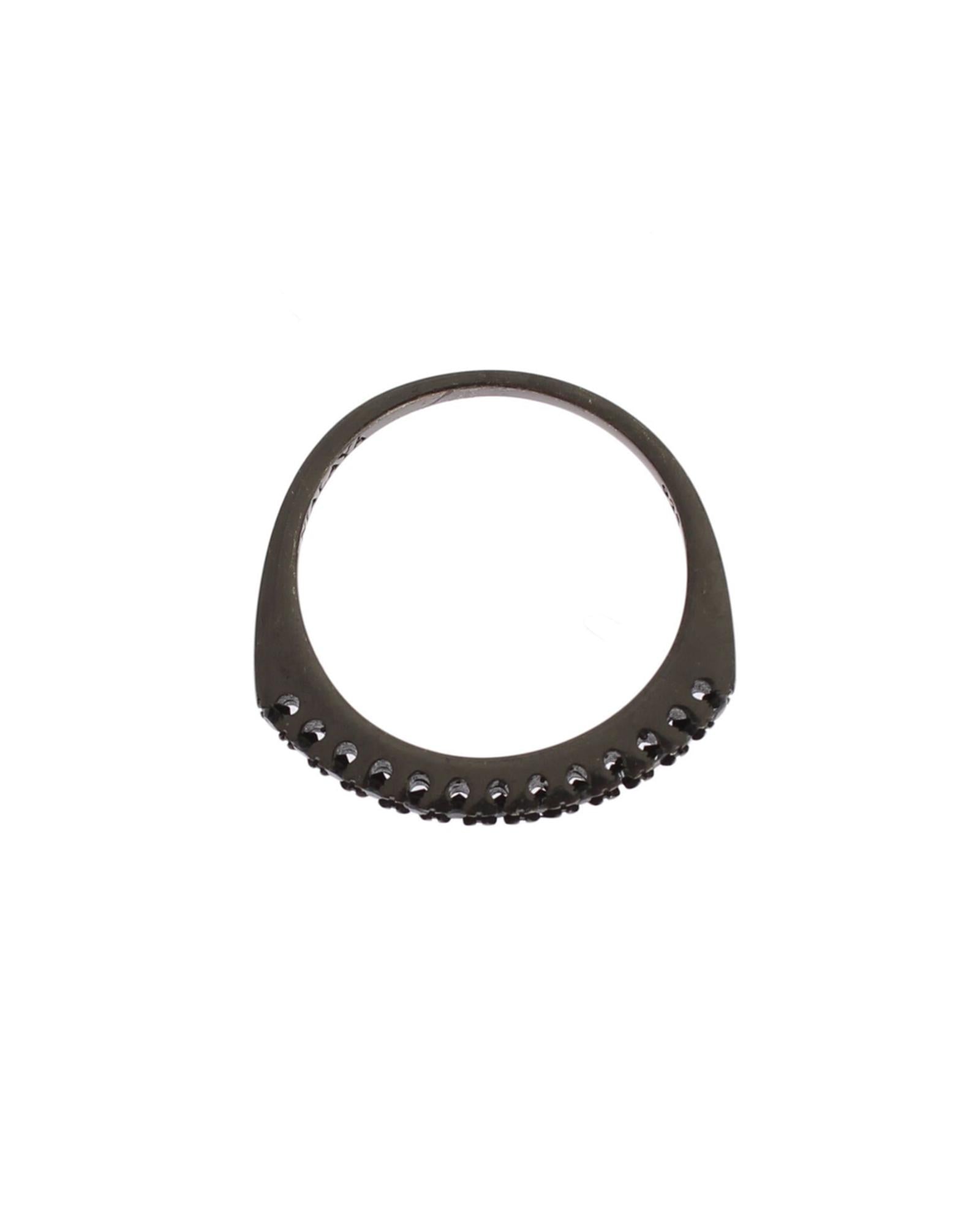 100% Authentic NIALAYA Sterling Silver Ring with Black CZ Crystals 49 EU Women Secondary image