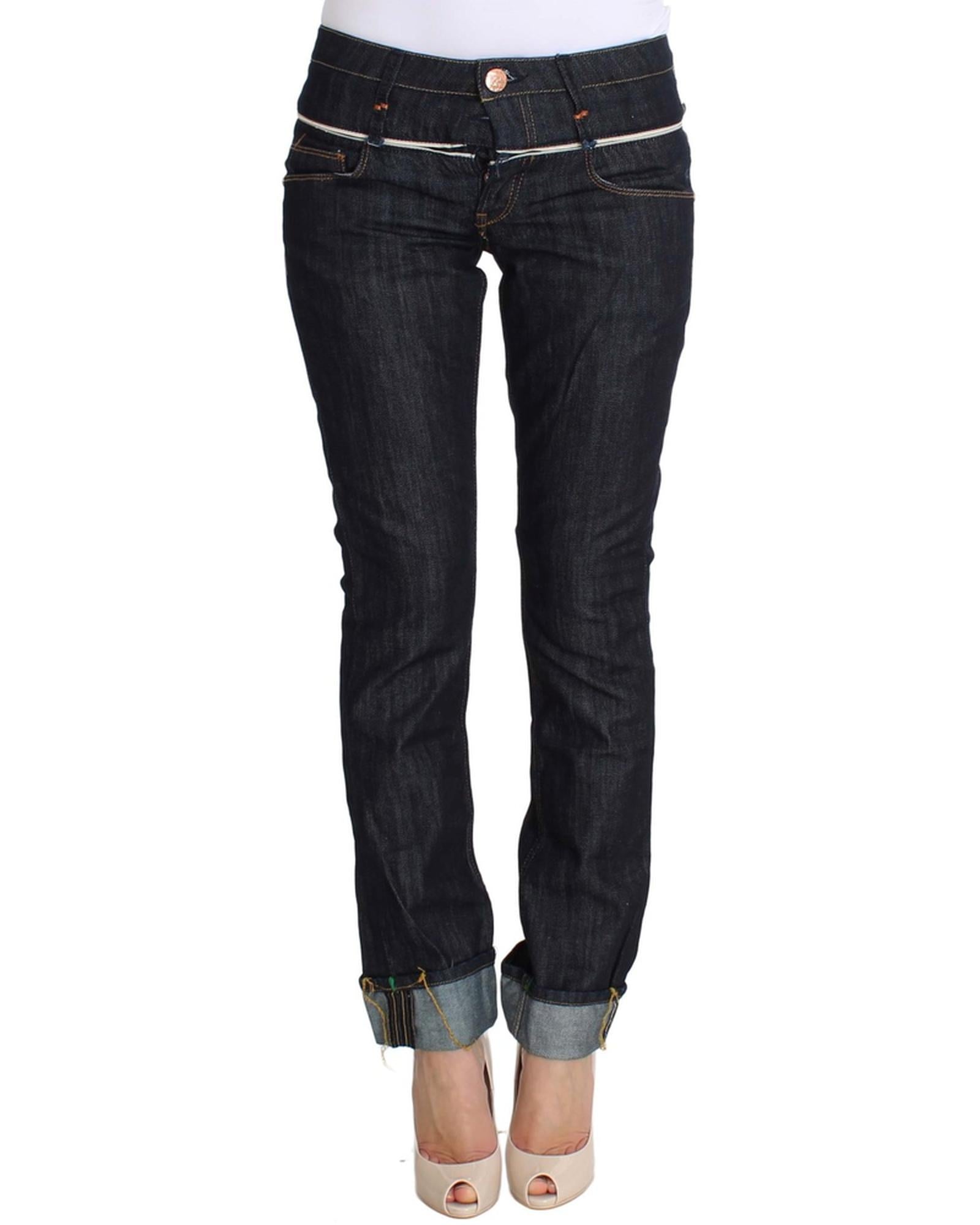 Authentic ACHT Straight Fit Dark Blue Jeans with Logo Details W26 US Women Main image