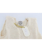 PINK MEMORIES Beige Knitted Cotton Blend Vest Sweater One Size Women